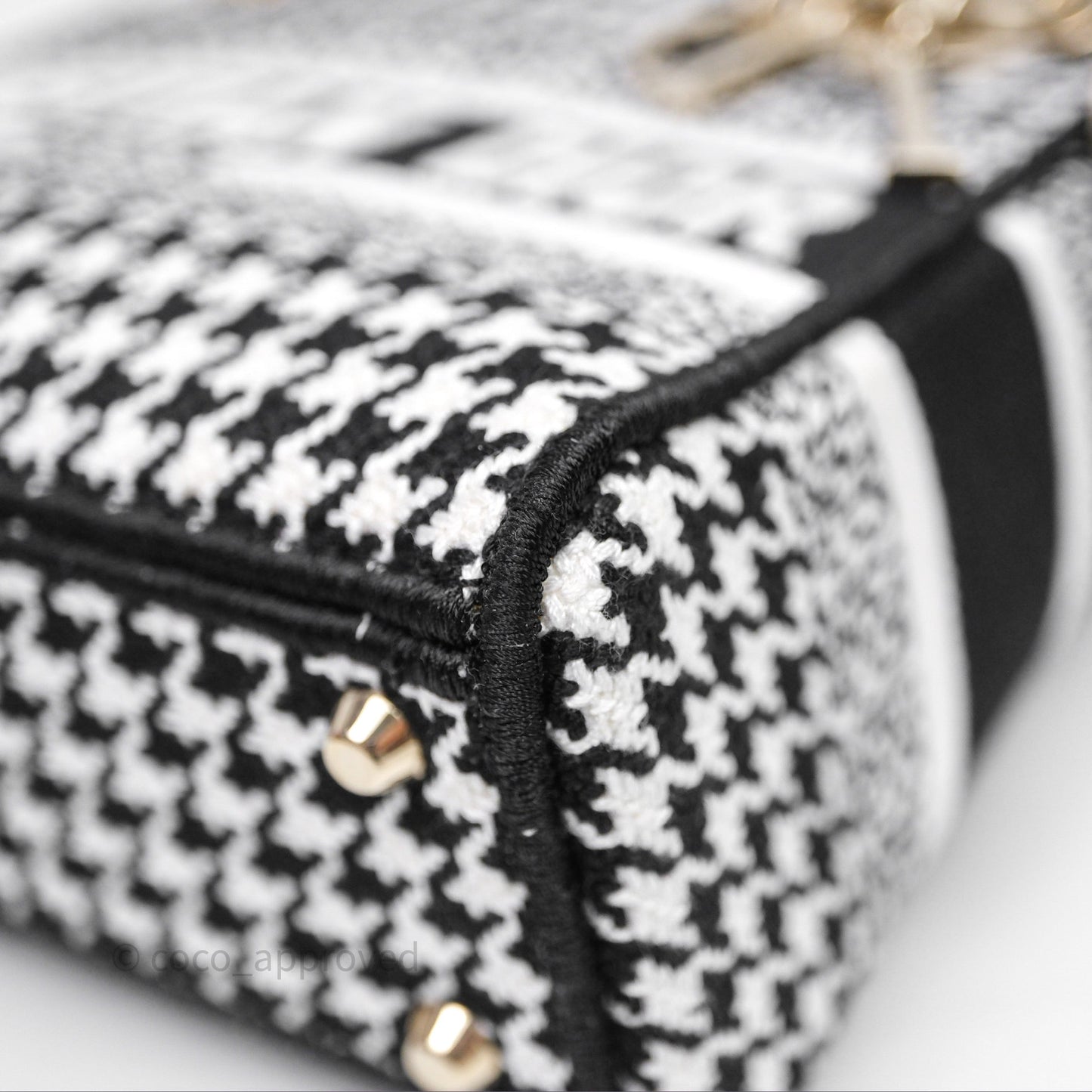 Christian Dior Mini Lady D-Lite Bag Black White Houndstooth