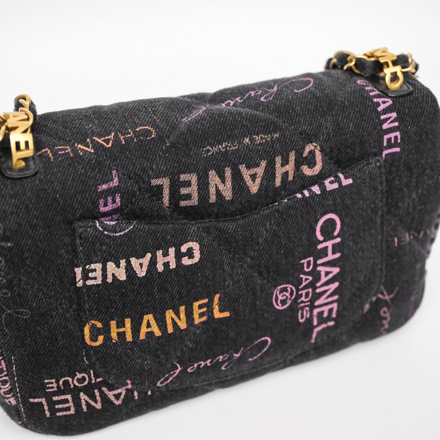 Chanel Quilted Small Denim Mood Flap Black Multicolor