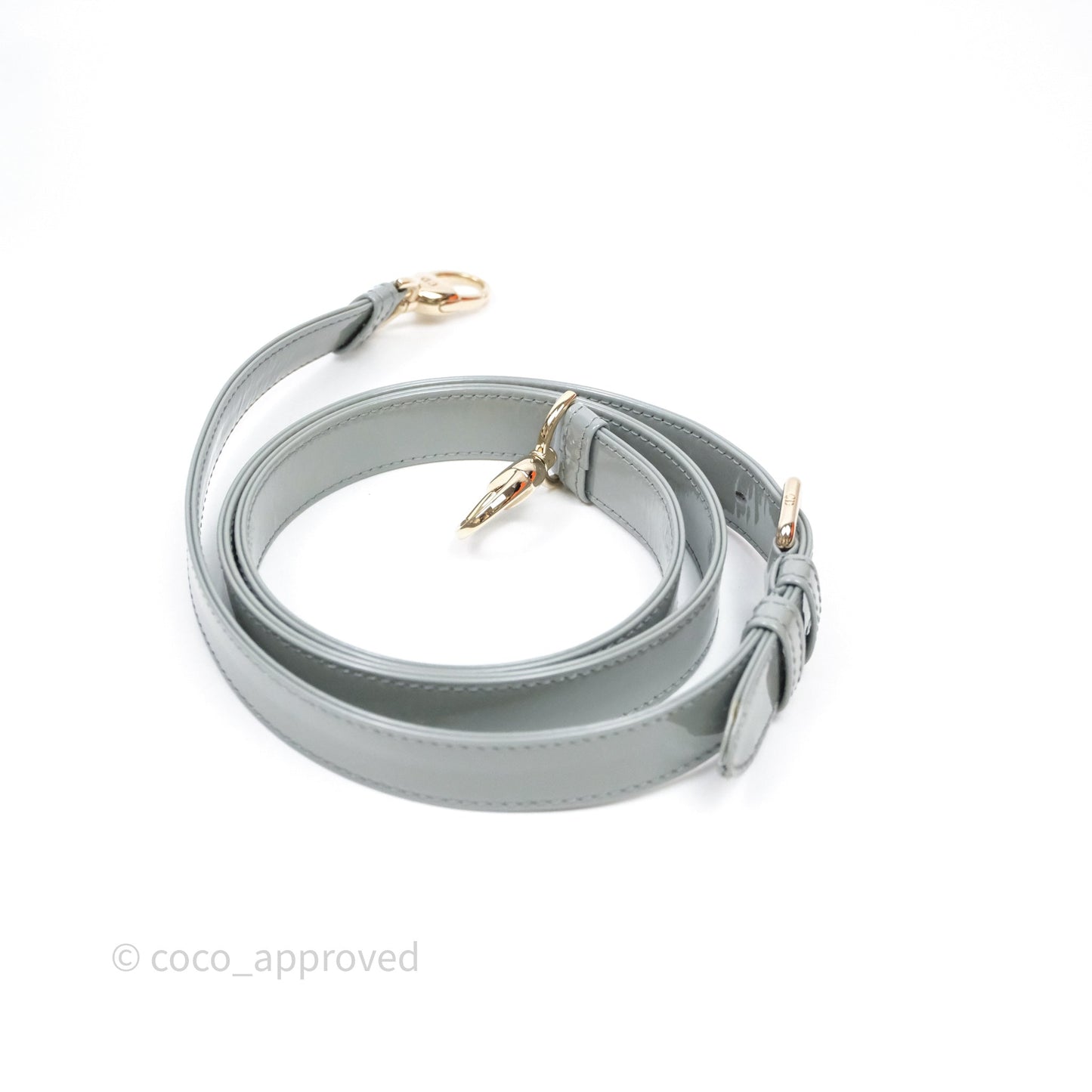 Christian Dior Lady Dior Green Grey Patent Cannage Gold Hardware