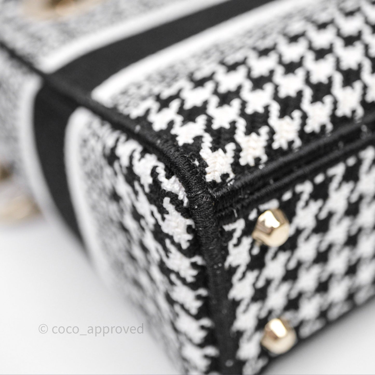 Christian Dior Mini Lady D-Lite Bag Black White Houndstooth