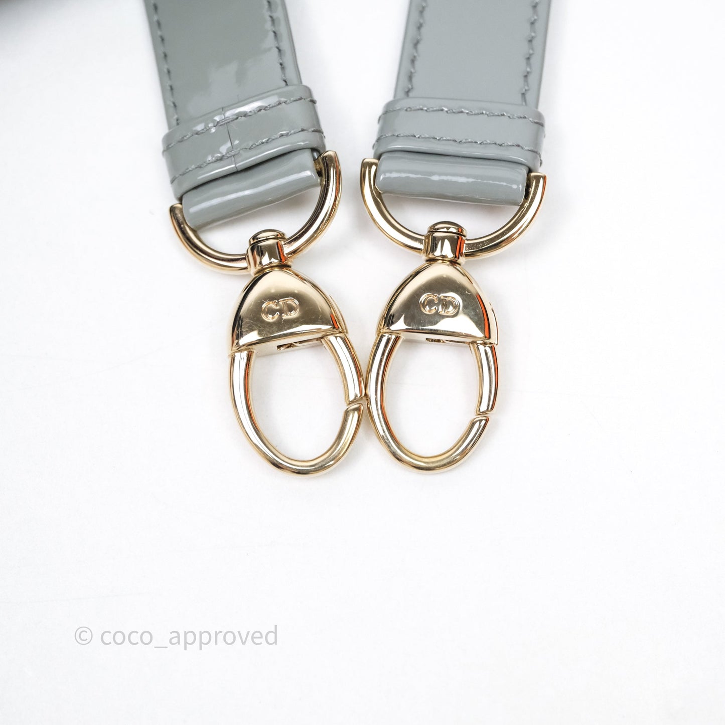 Christian Dior Lady Dior Green Grey Patent Cannage Gold Hardware