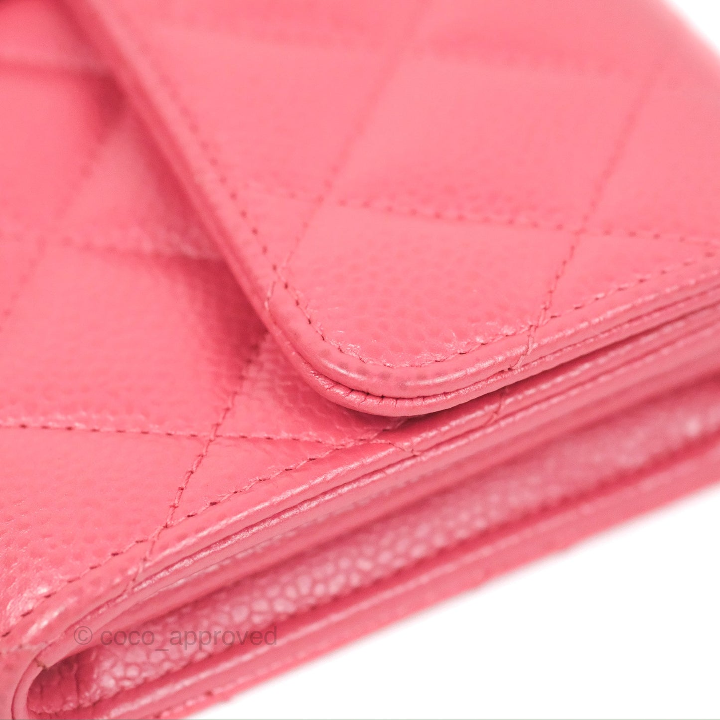 Chanel Quilted Classic Zip Long Wallet Pink Caviar Gold Hardware