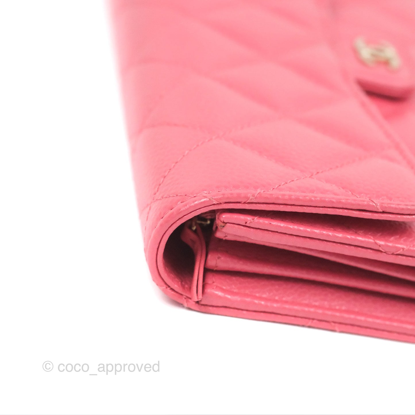 Chanel Quilted Classic Zip Long Wallet Pink Caviar Gold Hardware