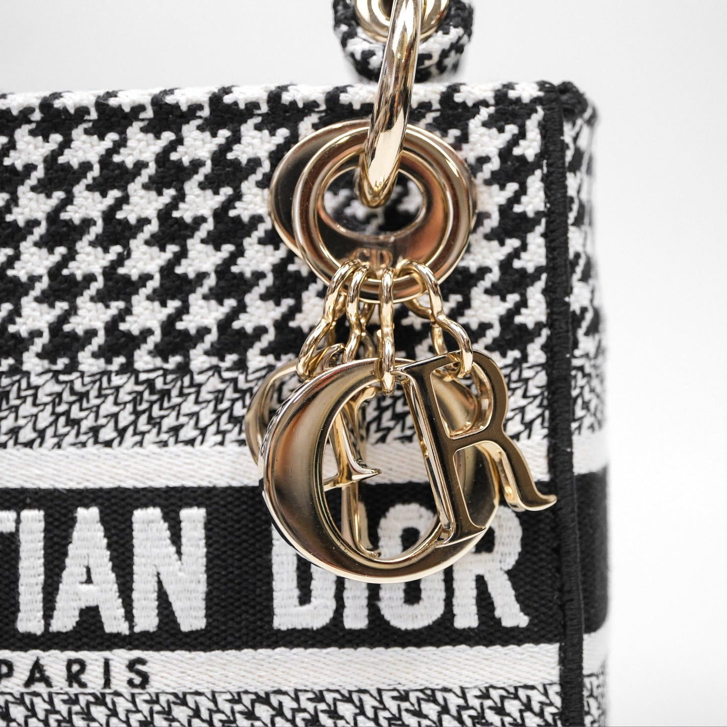 Christian Dior Mini Lady D-Lite Bag Black White Houndstooth