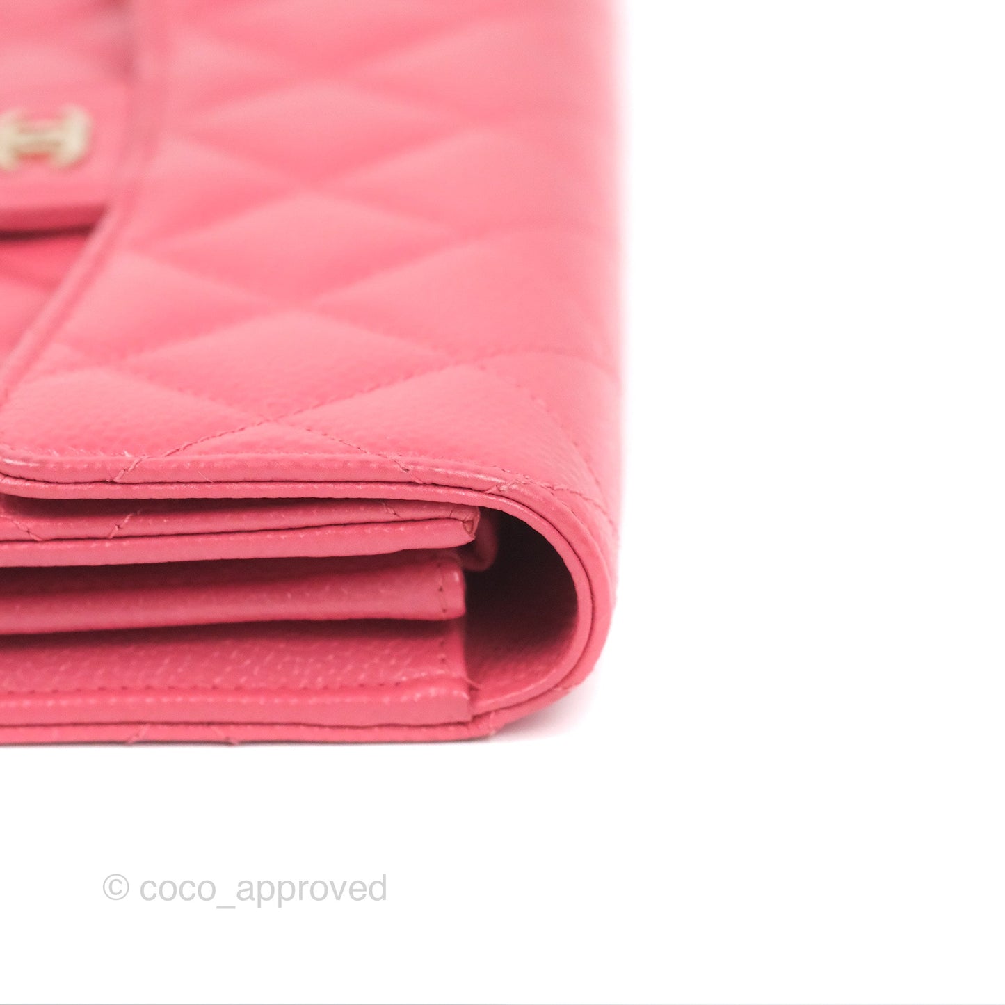 Chanel Quilted Classic Zip Long Wallet Pink Caviar Gold Hardware