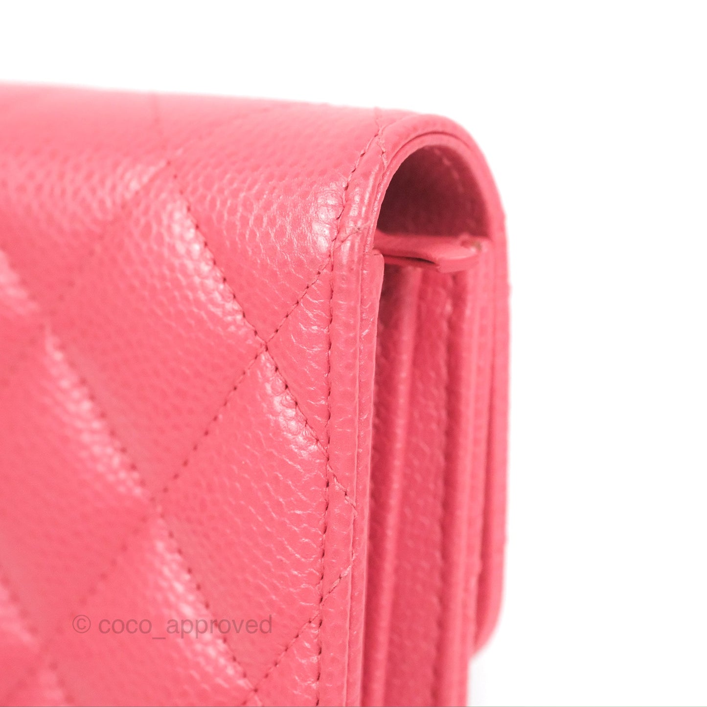 Chanel Quilted Classic Zip Long Wallet Pink Caviar Gold Hardware