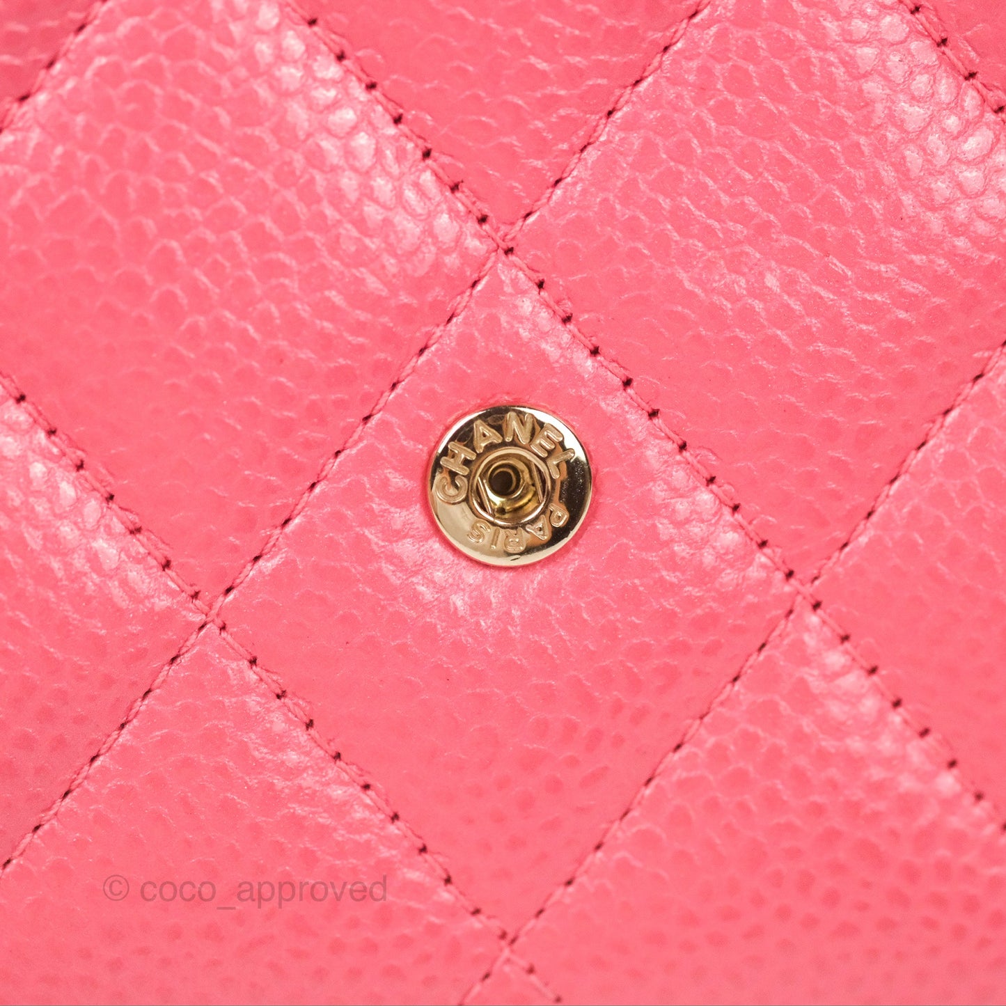 Chanel Quilted Classic Zip Long Wallet Pink Caviar Gold Hardware