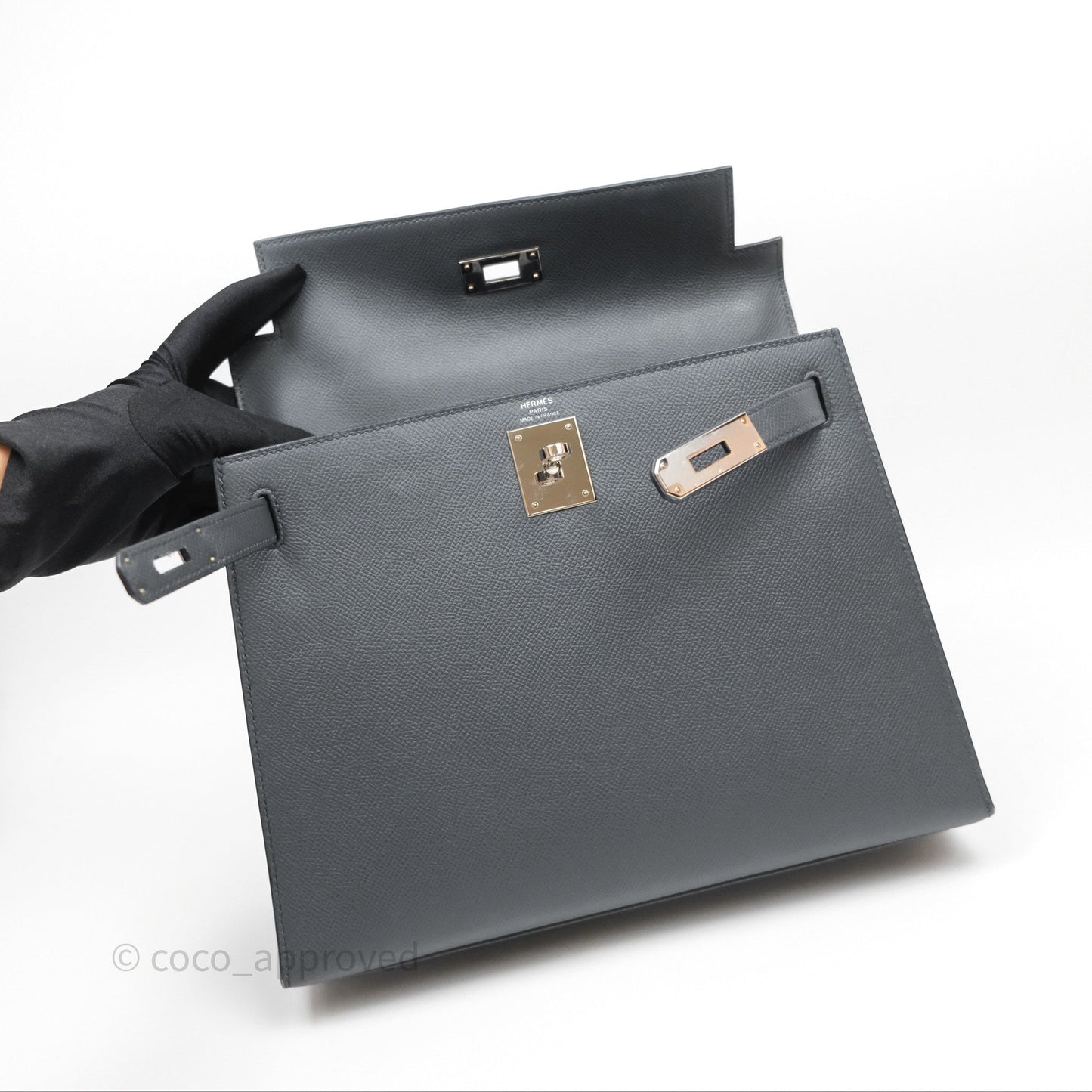 Hermès Kelly II 28 Veau Espom Gris Misty H0 Sellier Palladium Hardware