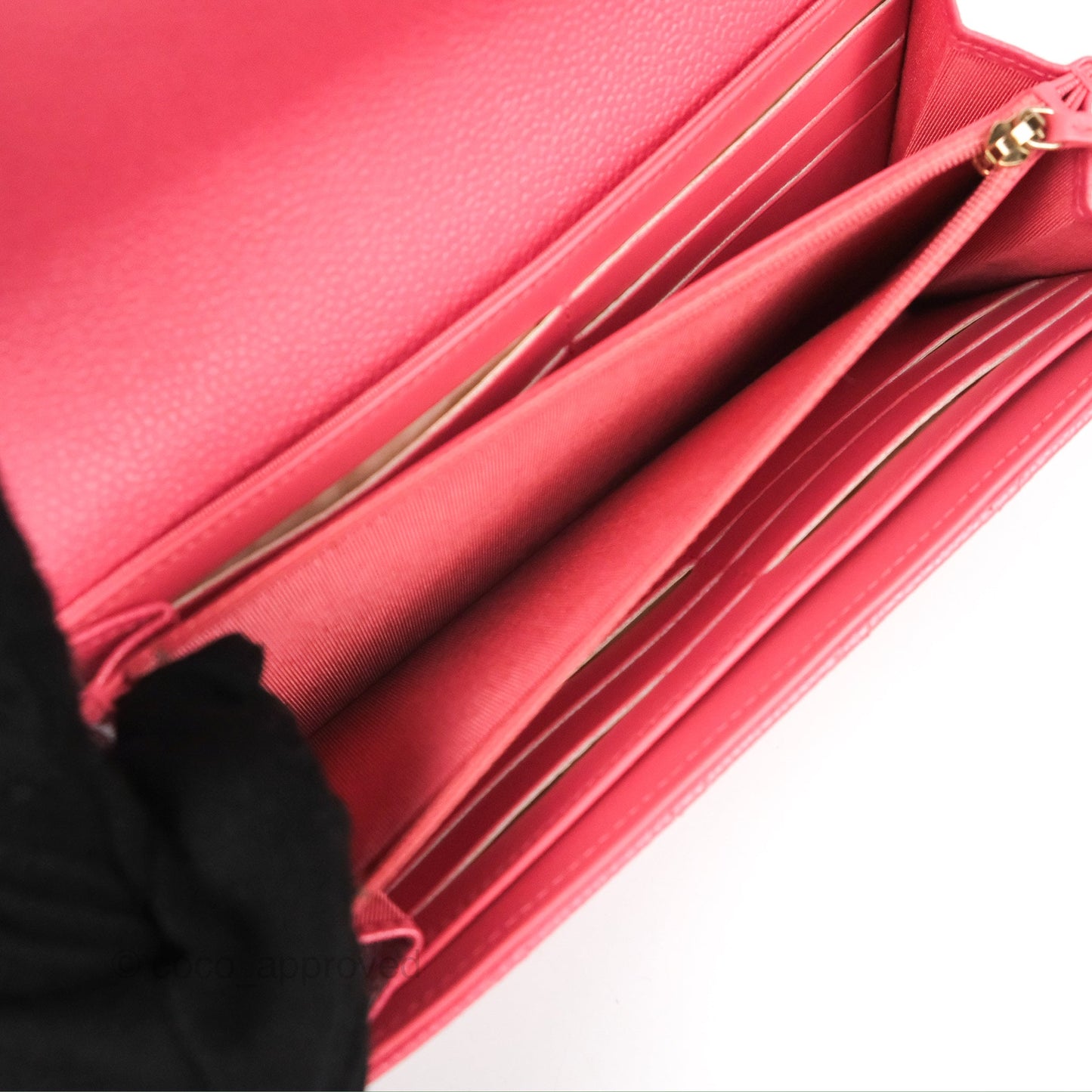 Chanel Quilted Classic Zip Long Wallet Pink Caviar Gold Hardware