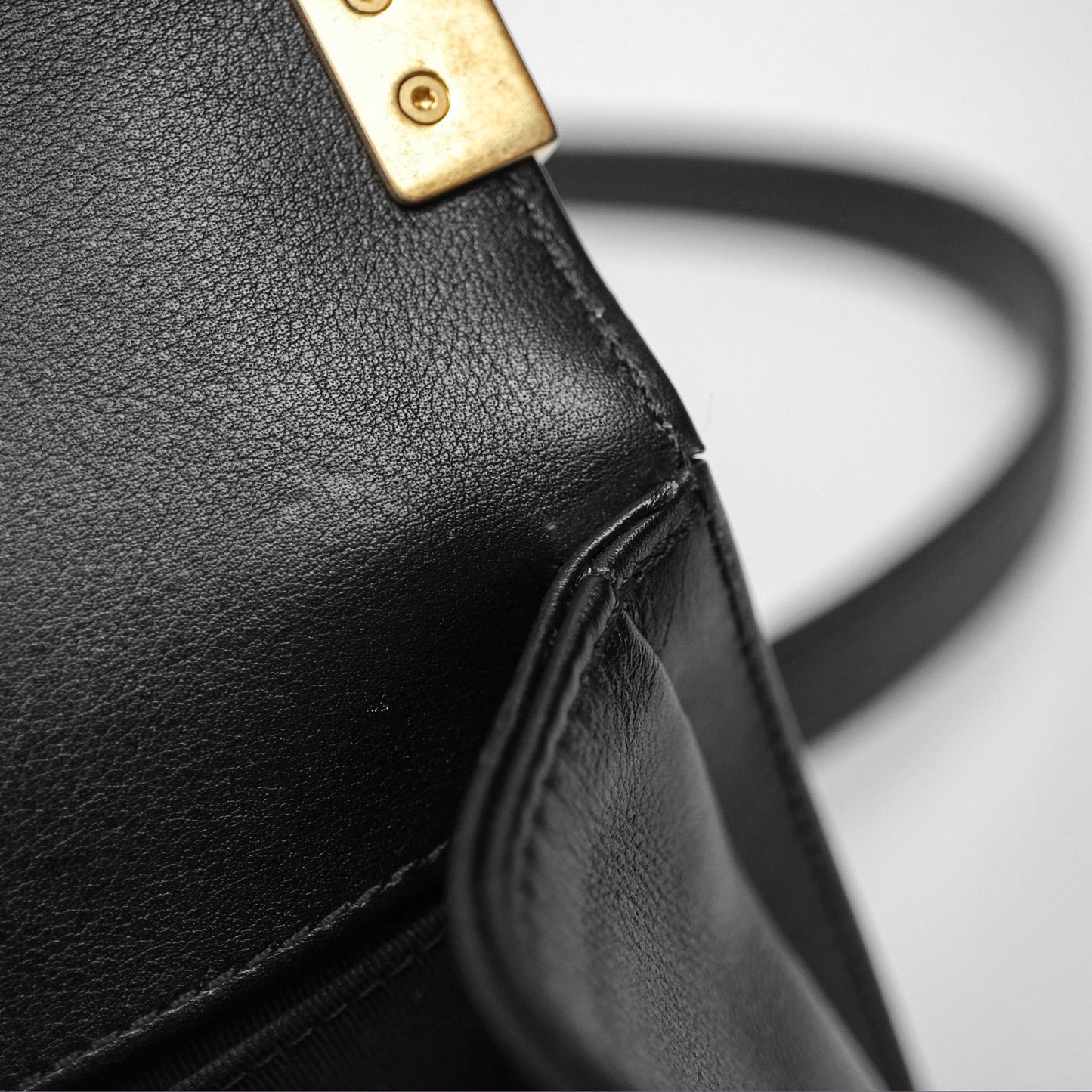 Chanel Medium Boy Quilted Black Calfskin Aged Gold Hardware