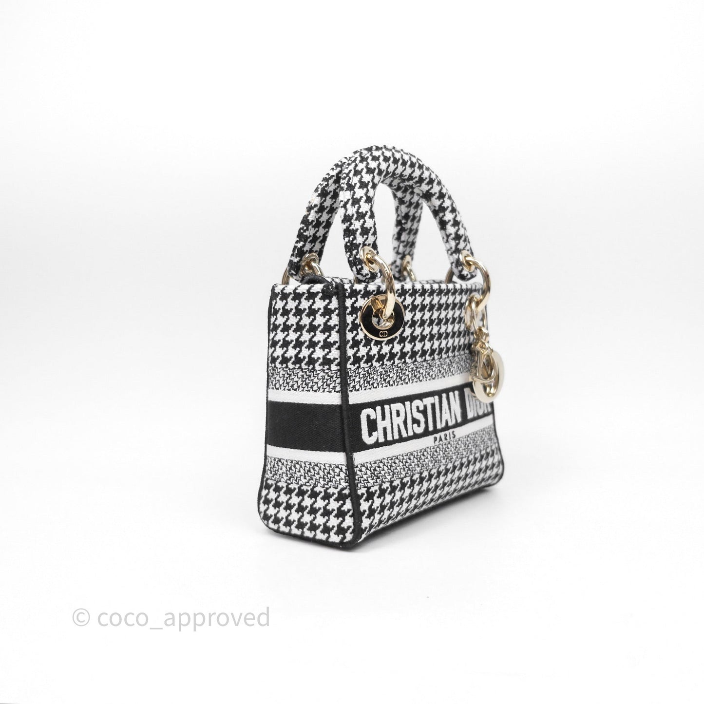 Christian Dior Mini Lady D-Lite Bag Black White Houndstooth