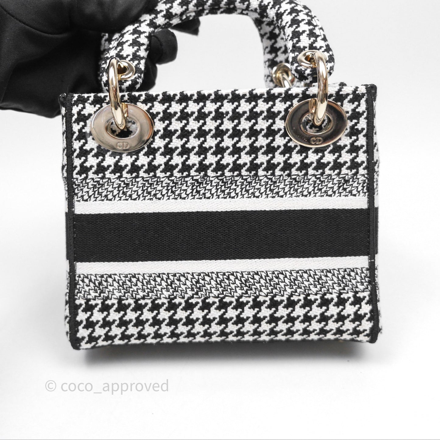 Christian Dior Mini Lady D-Lite Bag Black White Houndstooth