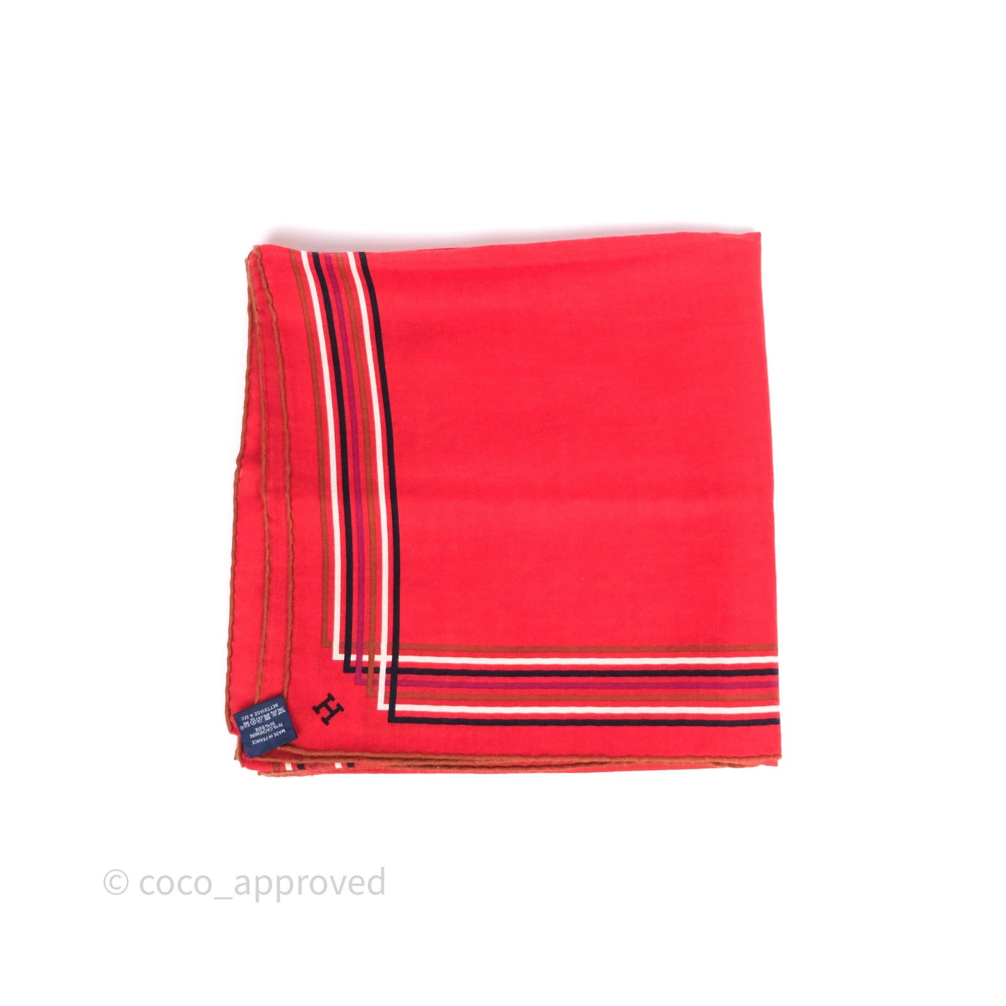 Hermès Cashmere Encadre Liste au Fil Shawl Scarf 140