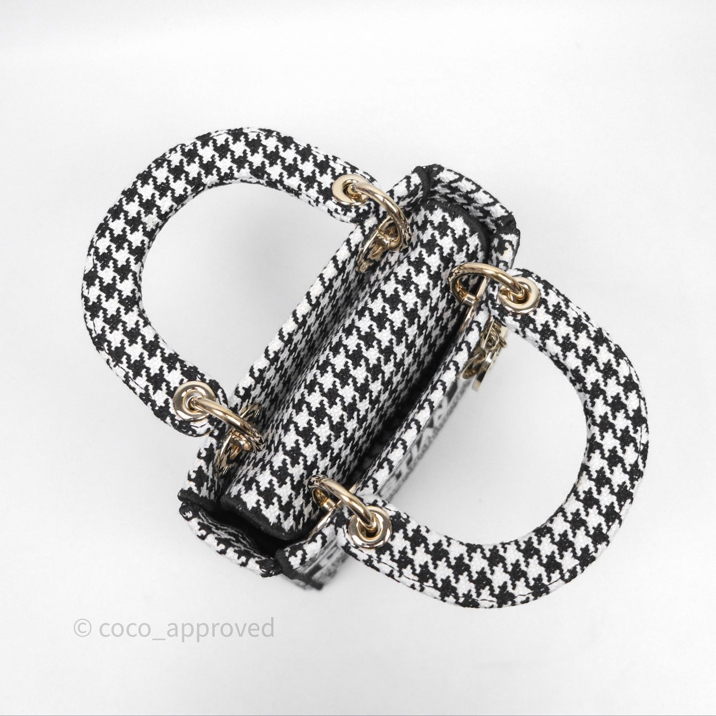 Christian Dior Mini Lady D-Lite Bag Black White Houndstooth