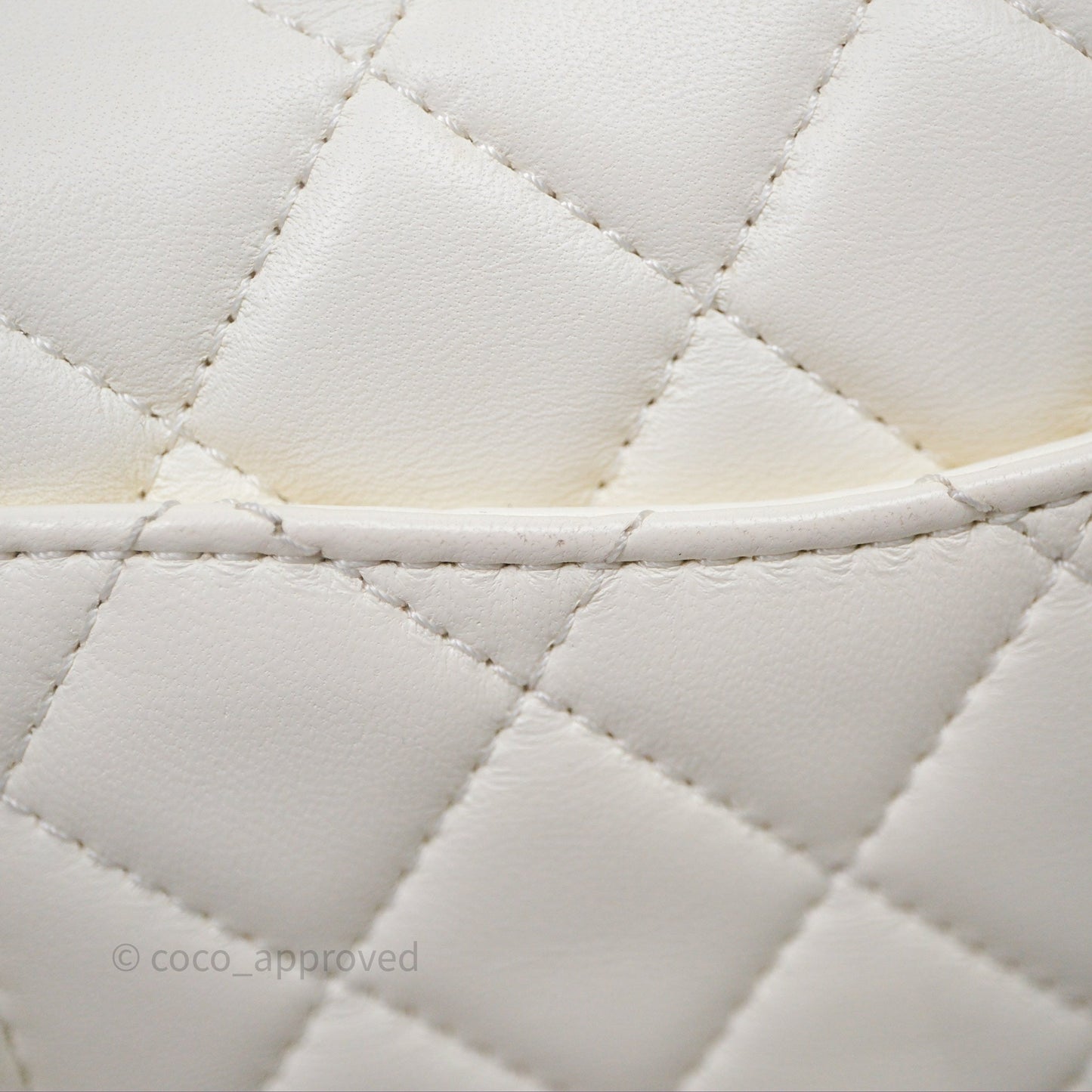 Chanel Mini Rectangular Pearl Crush Quilted White Lambskin Aged Gold Hardware