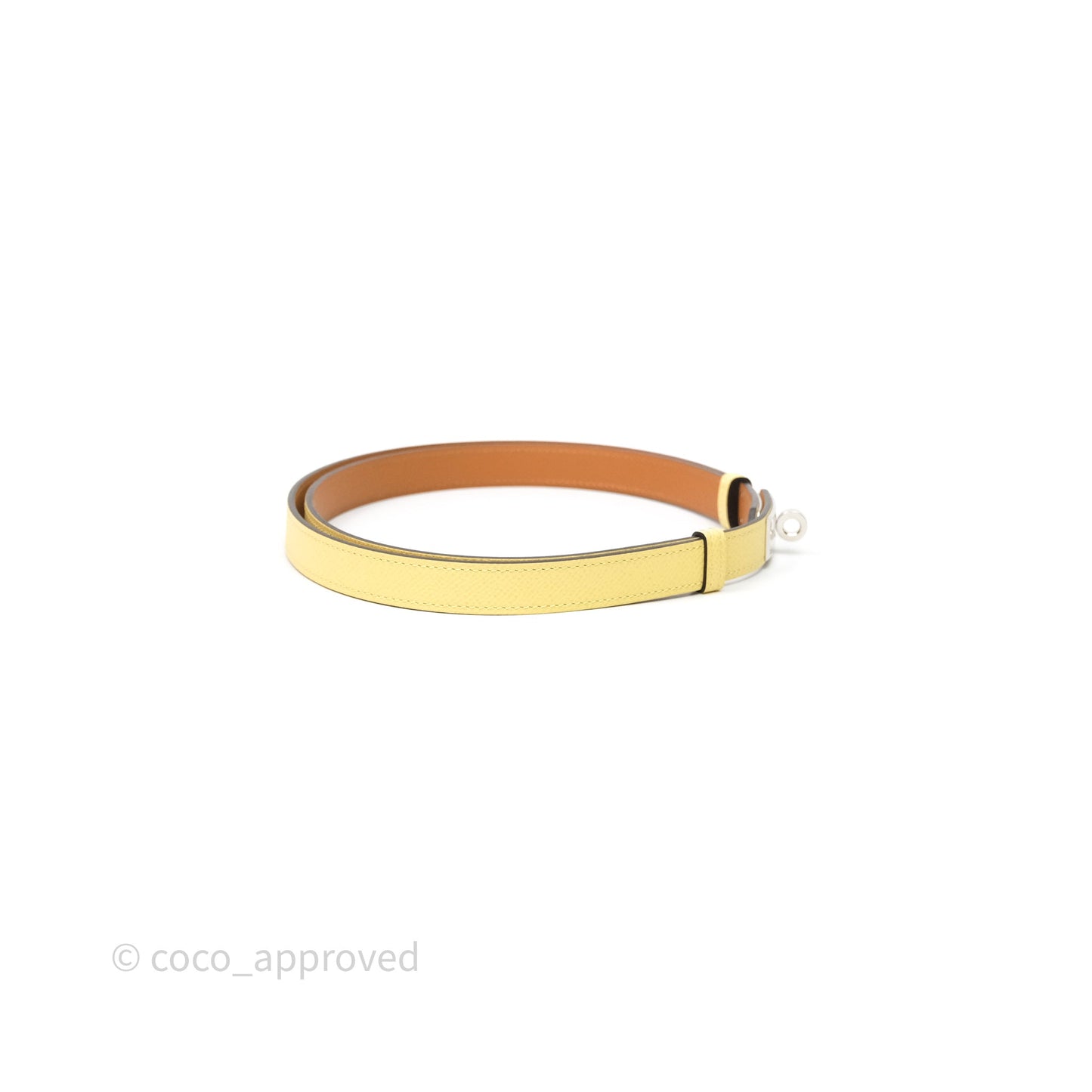 Hermès Kelly Buckle Belt 1Z Jaune Poussin Epsom Palladium Hardware
