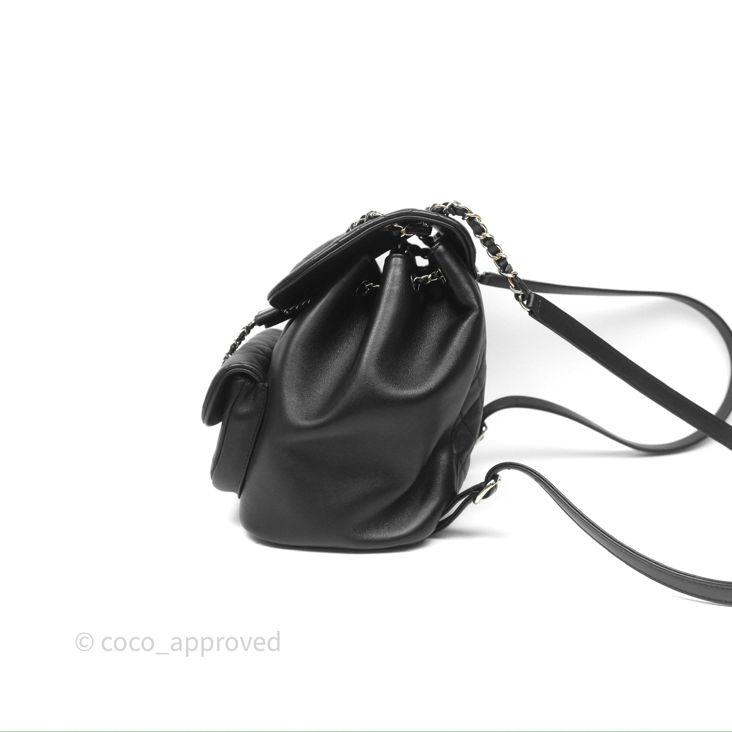 Chanel Quilted Large Duma Drawstring Backpack Black Calfskin