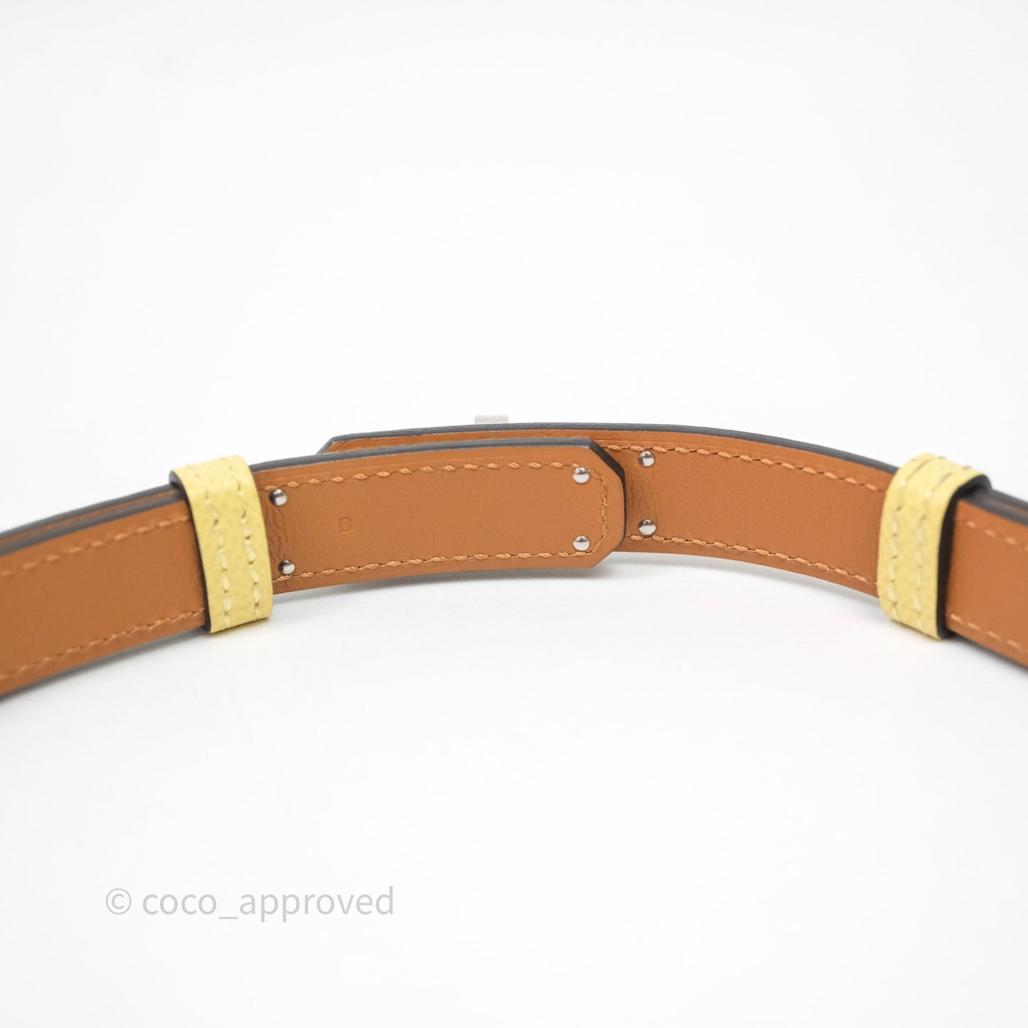 Hermès Kelly Buckle Belt 1Z Jaune Poussin Epsom Palladium Hardware