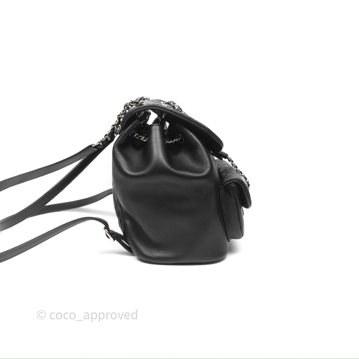 Chanel Quilted Large Duma Drawstring Backpack Black Calfskin