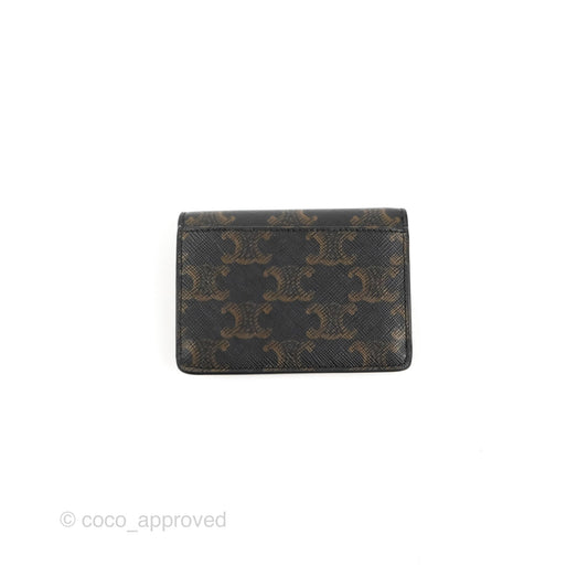 Celine Card Holder with Flap Triomphe Canvas Tan