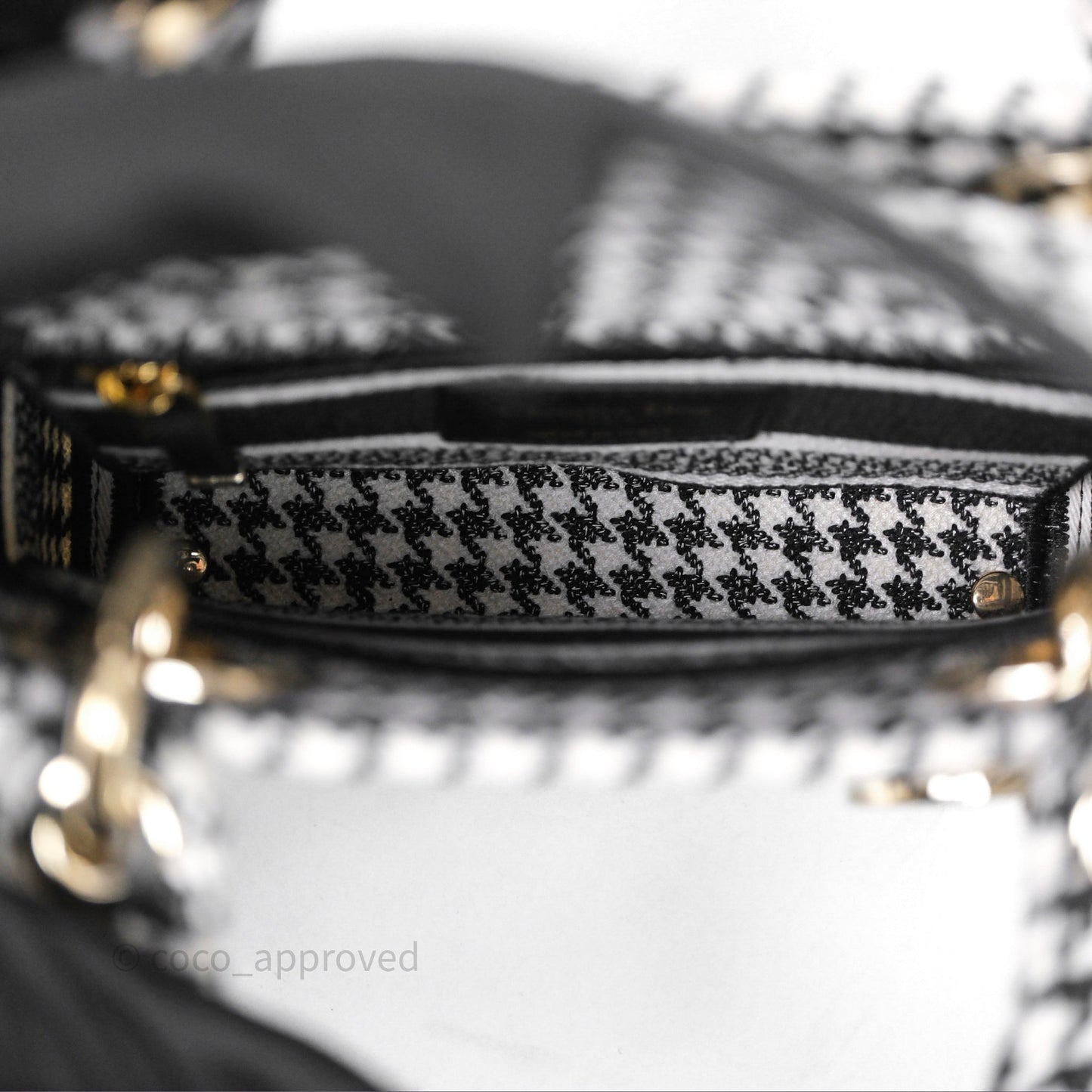 Christian Dior Mini Lady D-Lite Bag Black White Houndstooth