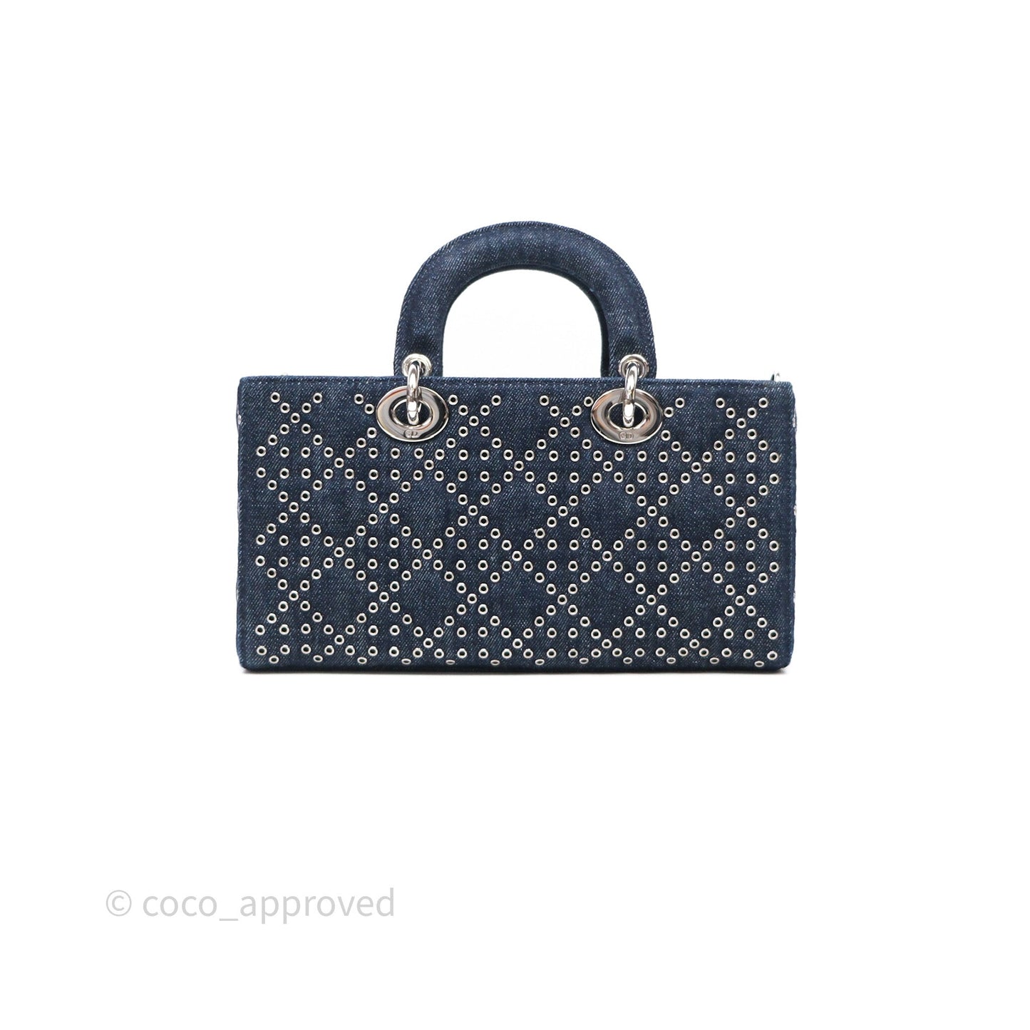 Christian Dior Medium Lady D-Joy Denim Eyelet Silver Hardware