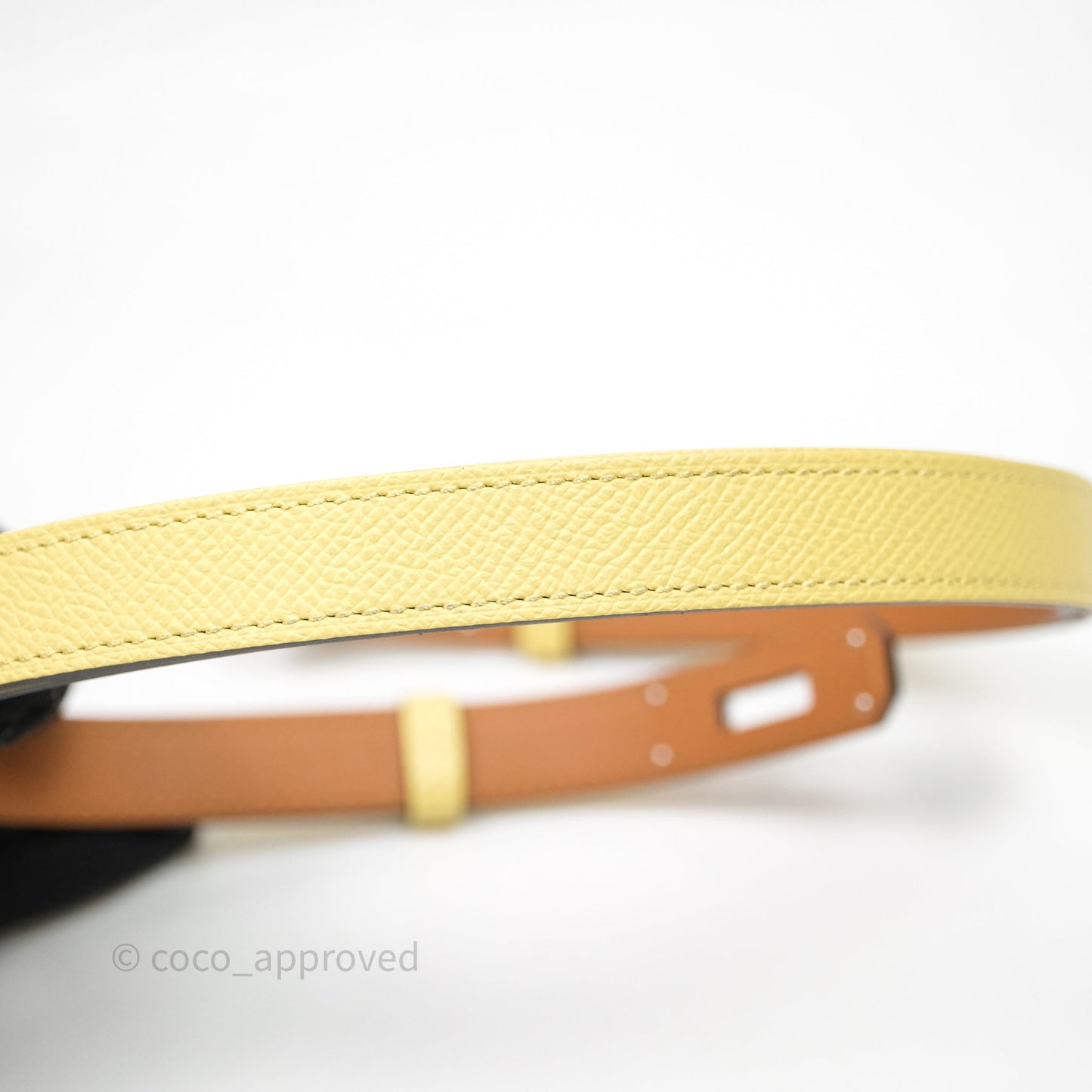 Hermès Kelly Buckle Belt 1Z Jaune Poussin Epsom Palladium Hardware