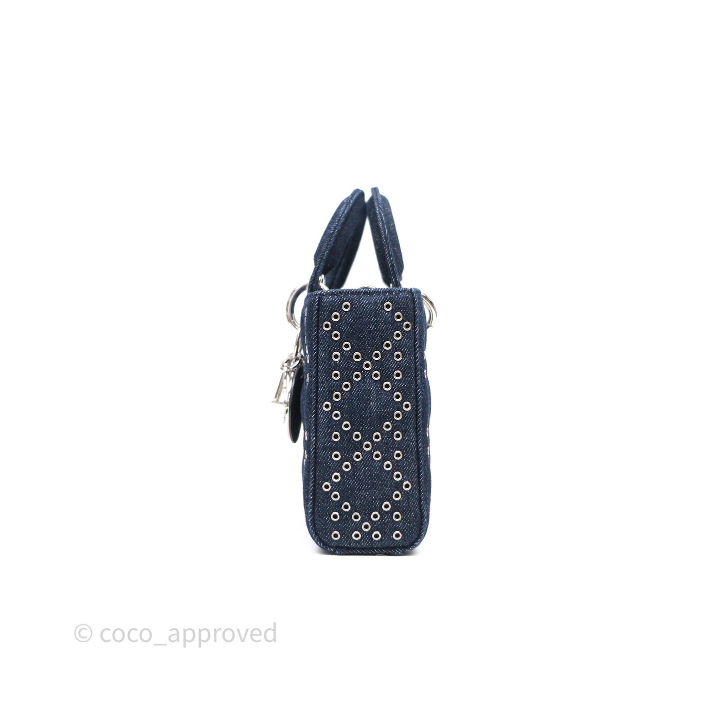 Christian Dior Medium Lady D-Joy Denim Eyelet Silver Hardware
