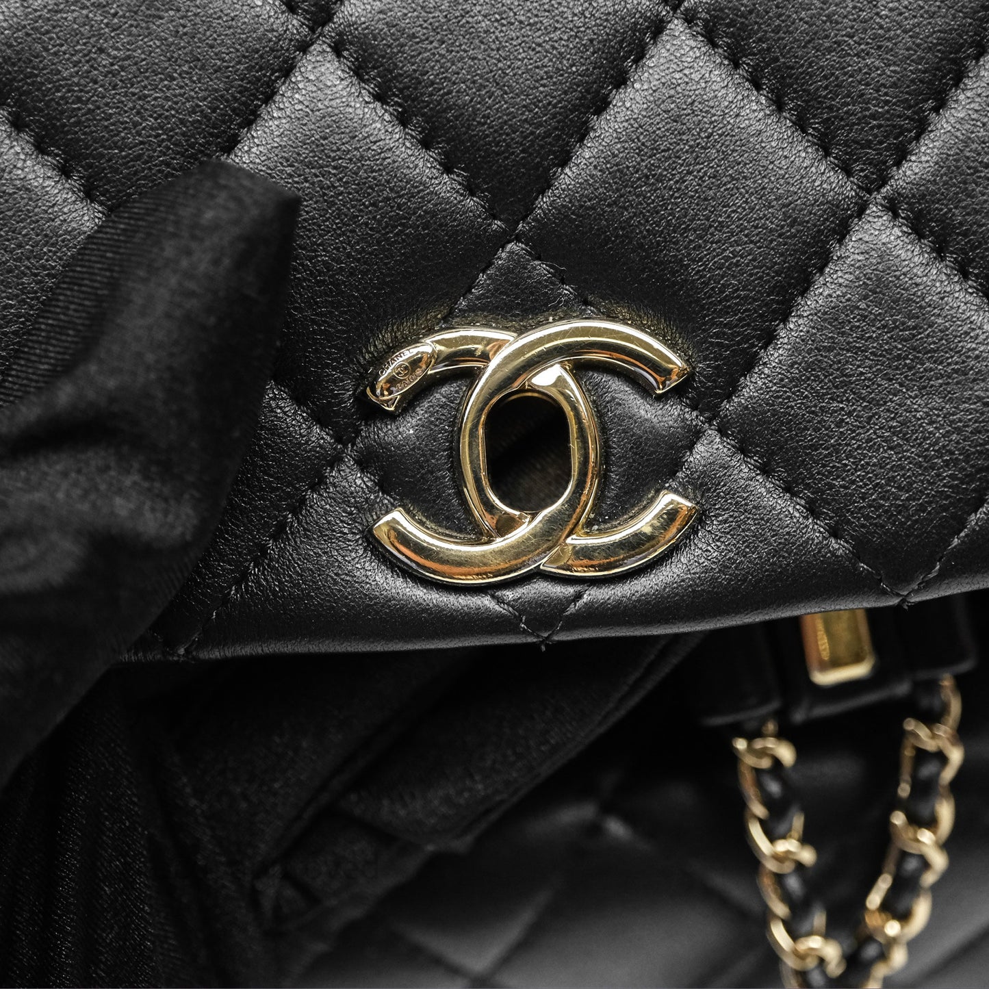 Chanel Quilted Large Duma Drawstring Backpack Black Calfskin