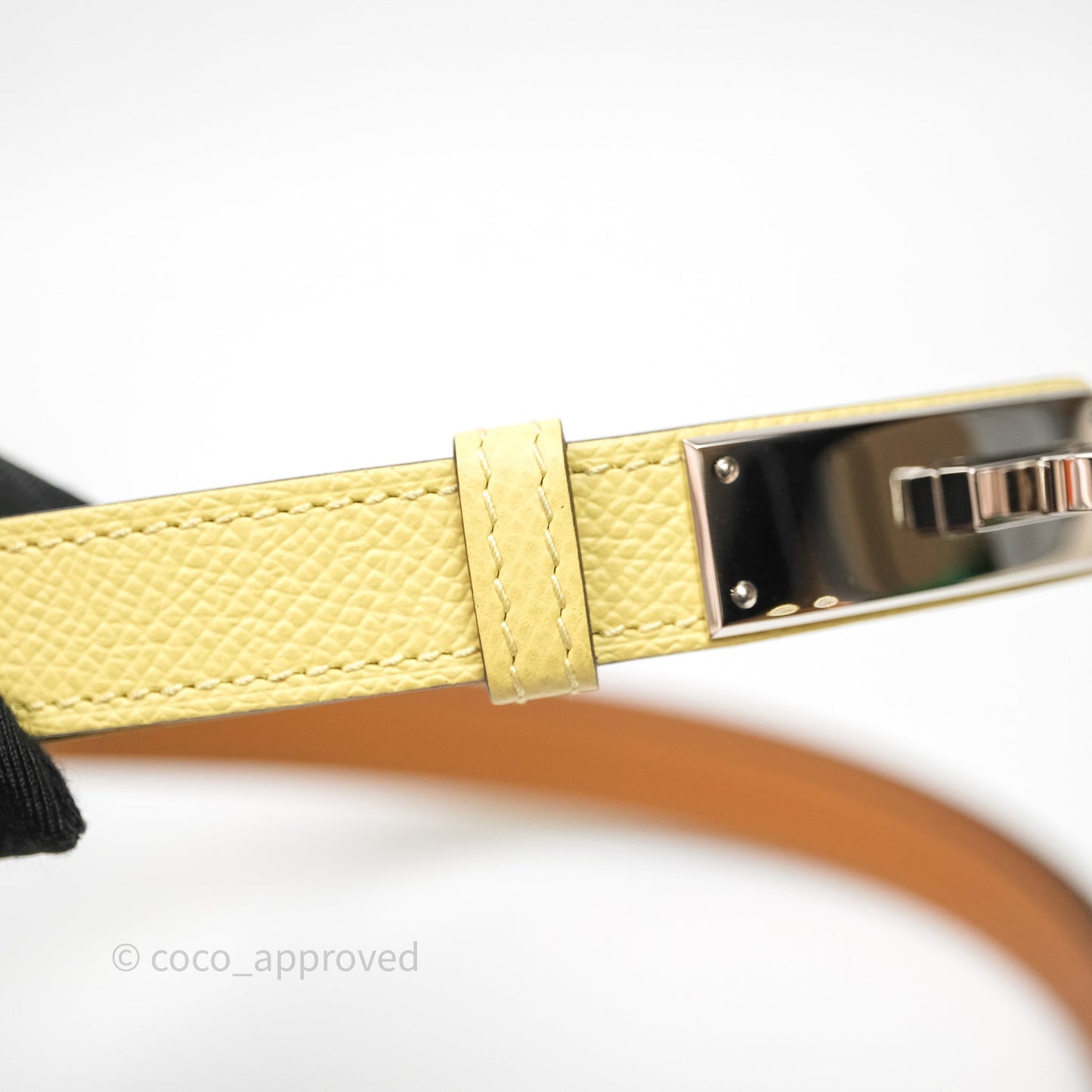 Hermès Kelly Buckle Belt 1Z Jaune Poussin Epsom Palladium Hardware
