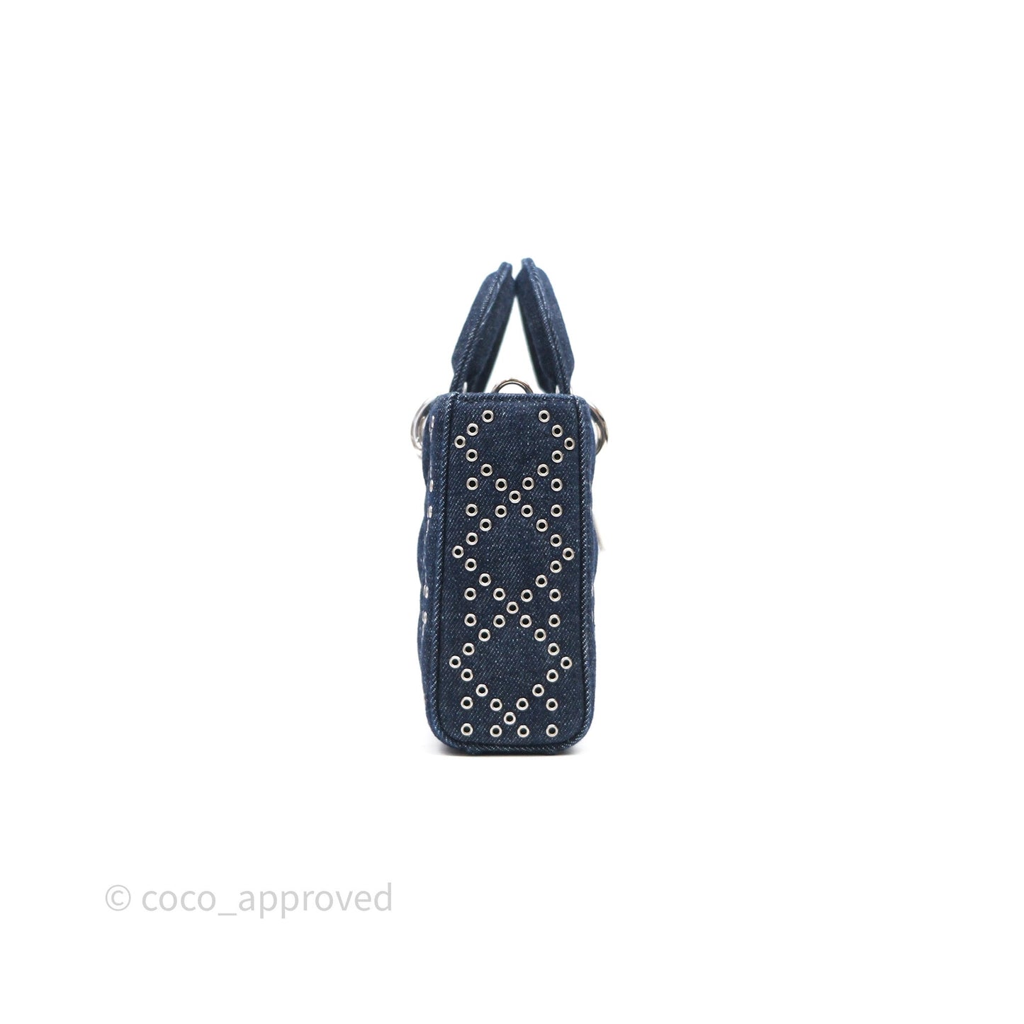 Christian Dior Medium Lady D-Joy Denim Eyelet Silver Hardware