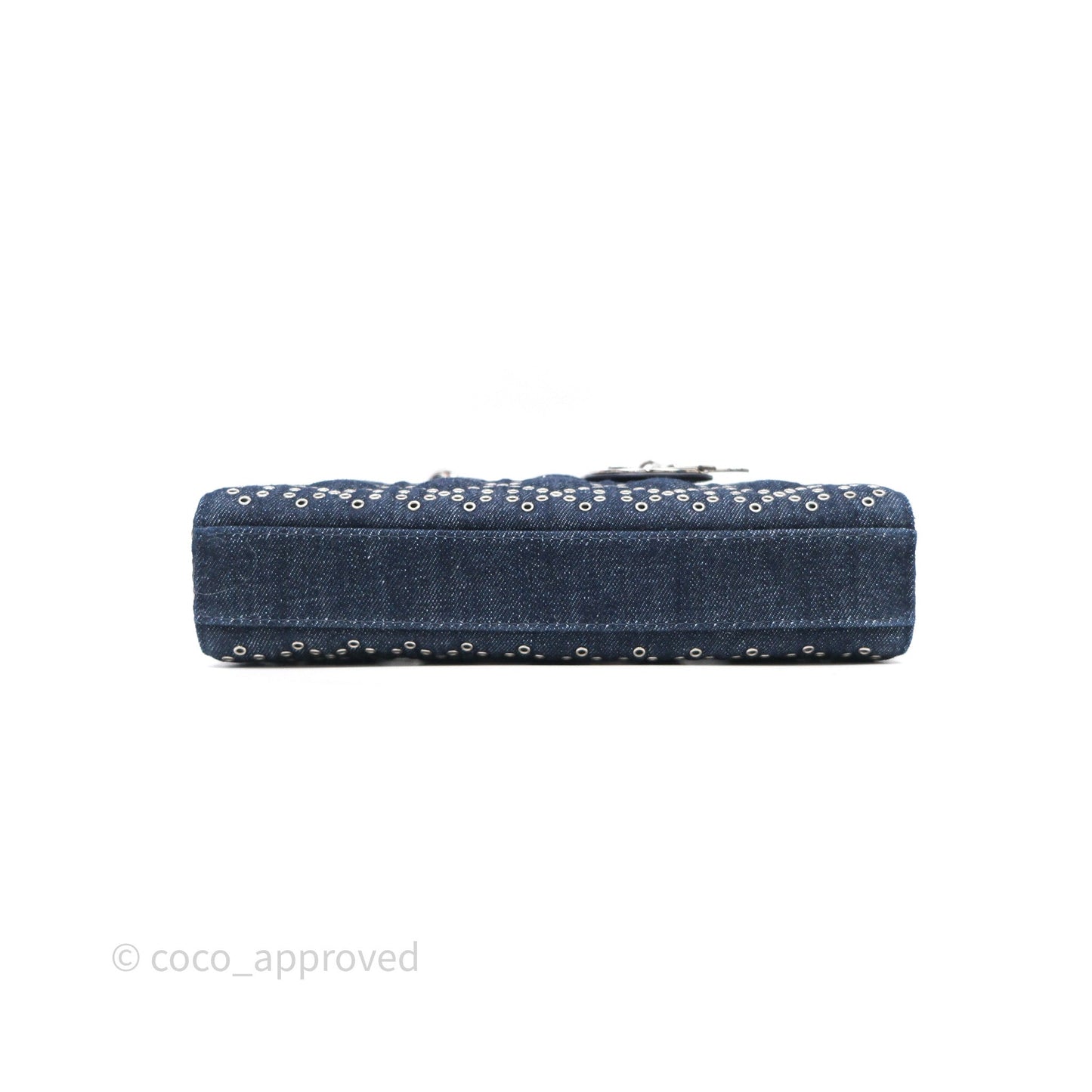 Christian Dior Medium Lady D-Joy Denim Eyelet Silver Hardware