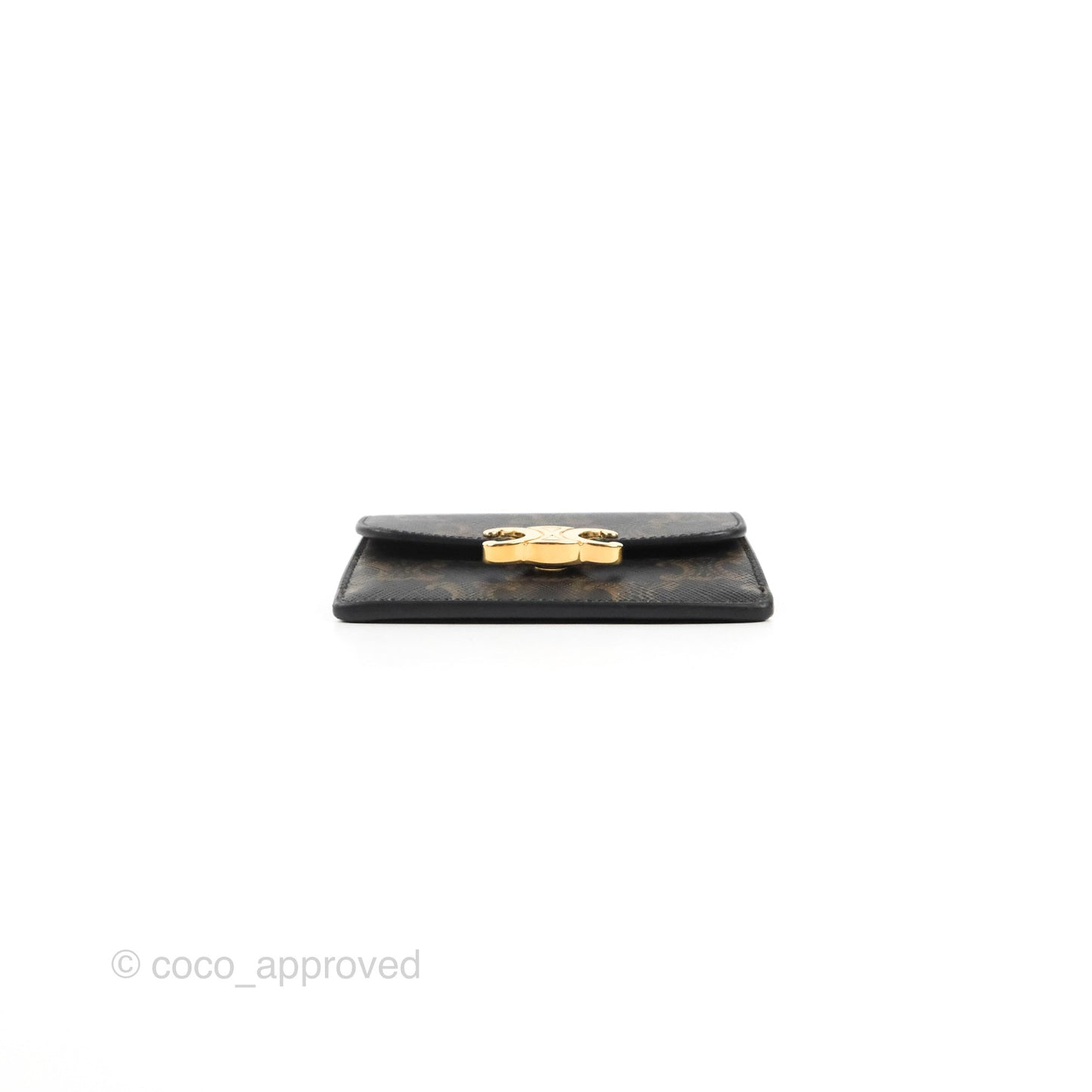 Celine Card Holder with Flap Triomphe Canvas Tan