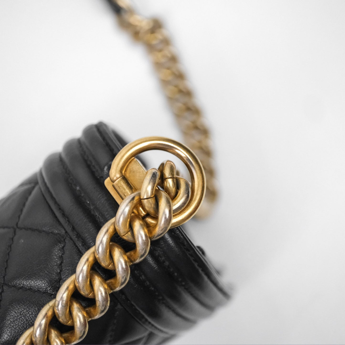Chanel Medium Boy Quilted Black Calfskin Aged Gold Hardware