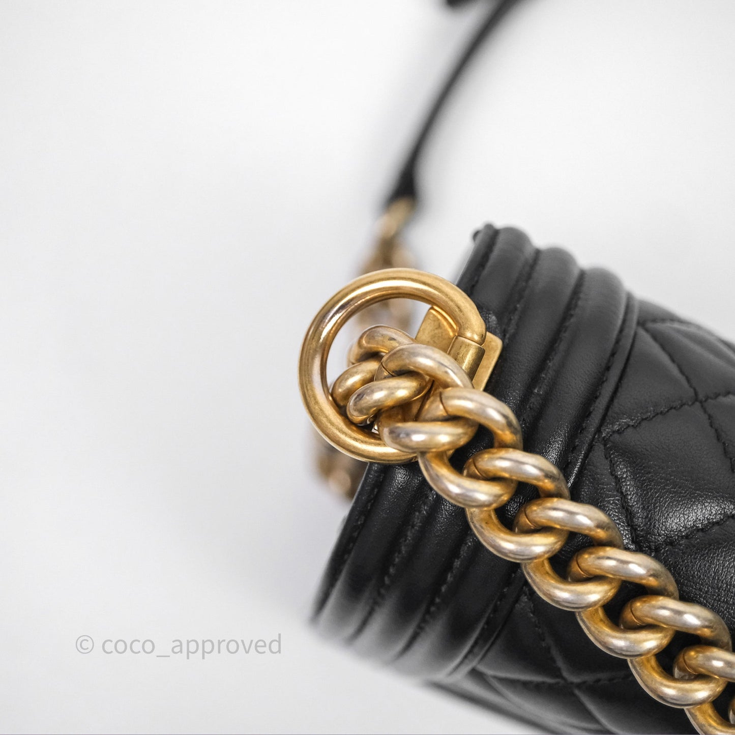 Chanel Medium Boy Quilted Black Calfskin Aged Gold Hardware