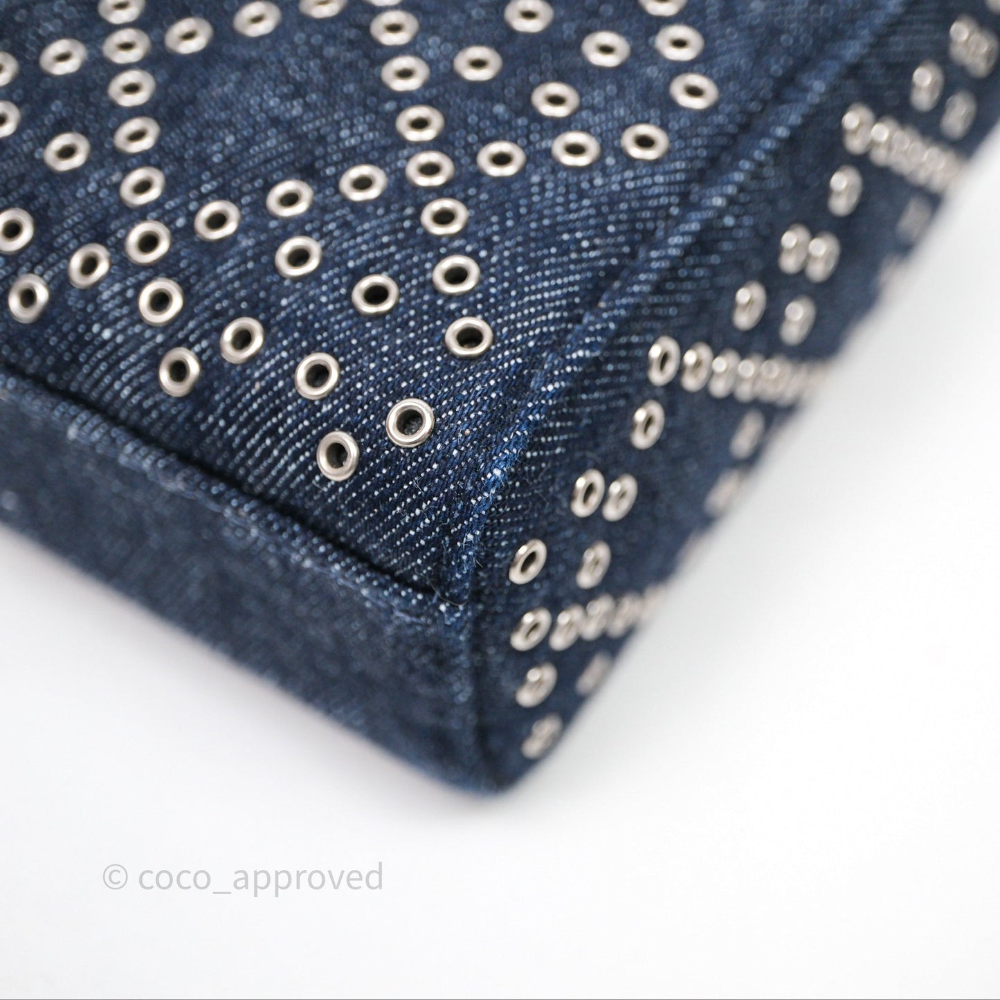 Christian Dior Medium Lady D-Joy Denim Eyelet Silver Hardware