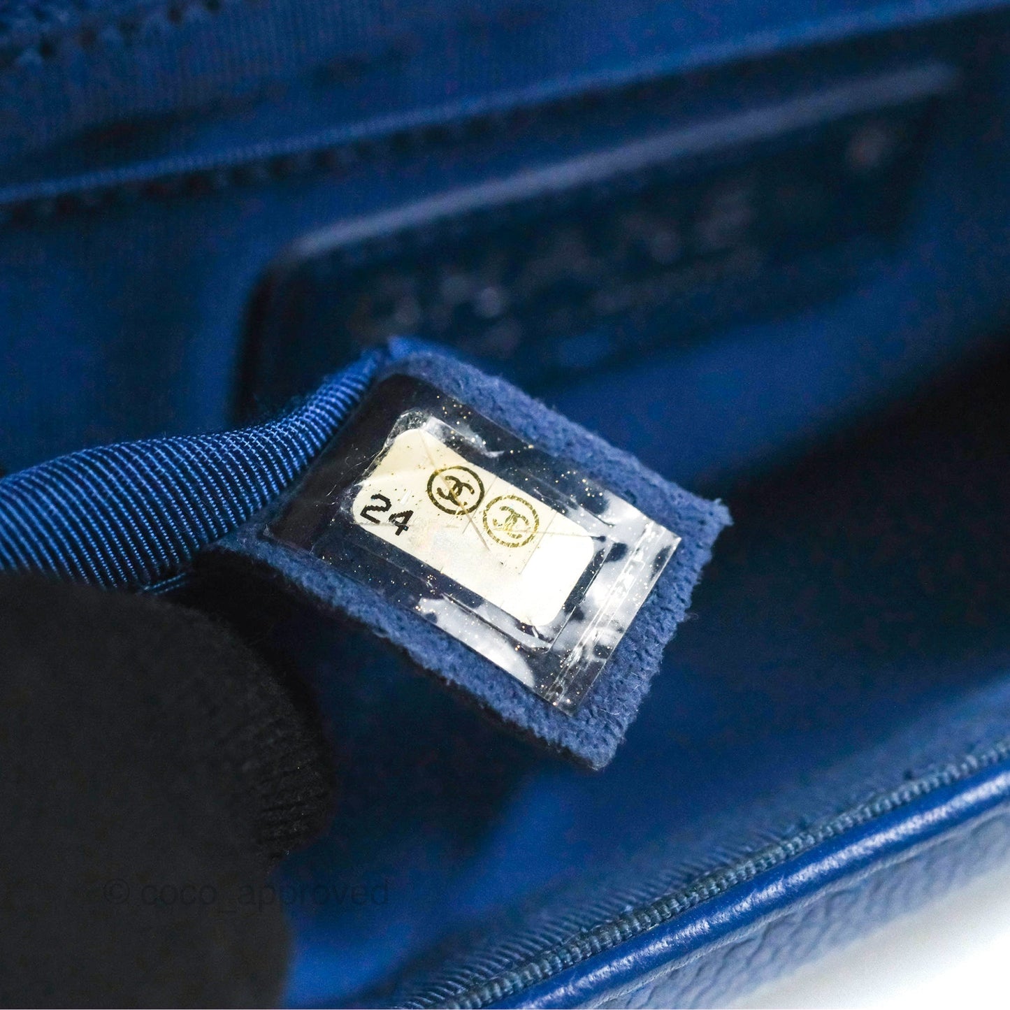 Chanel Chevron Flap Blue Grained Calfskin Silver Hardware