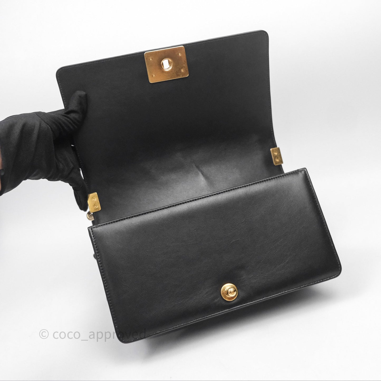 Chanel Medium Boy Quilted Black Calfskin Aged Gold Hardware