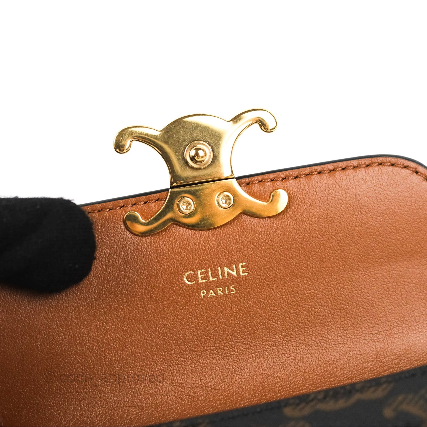 Celine Card Holder with Flap Triomphe Canvas Tan
