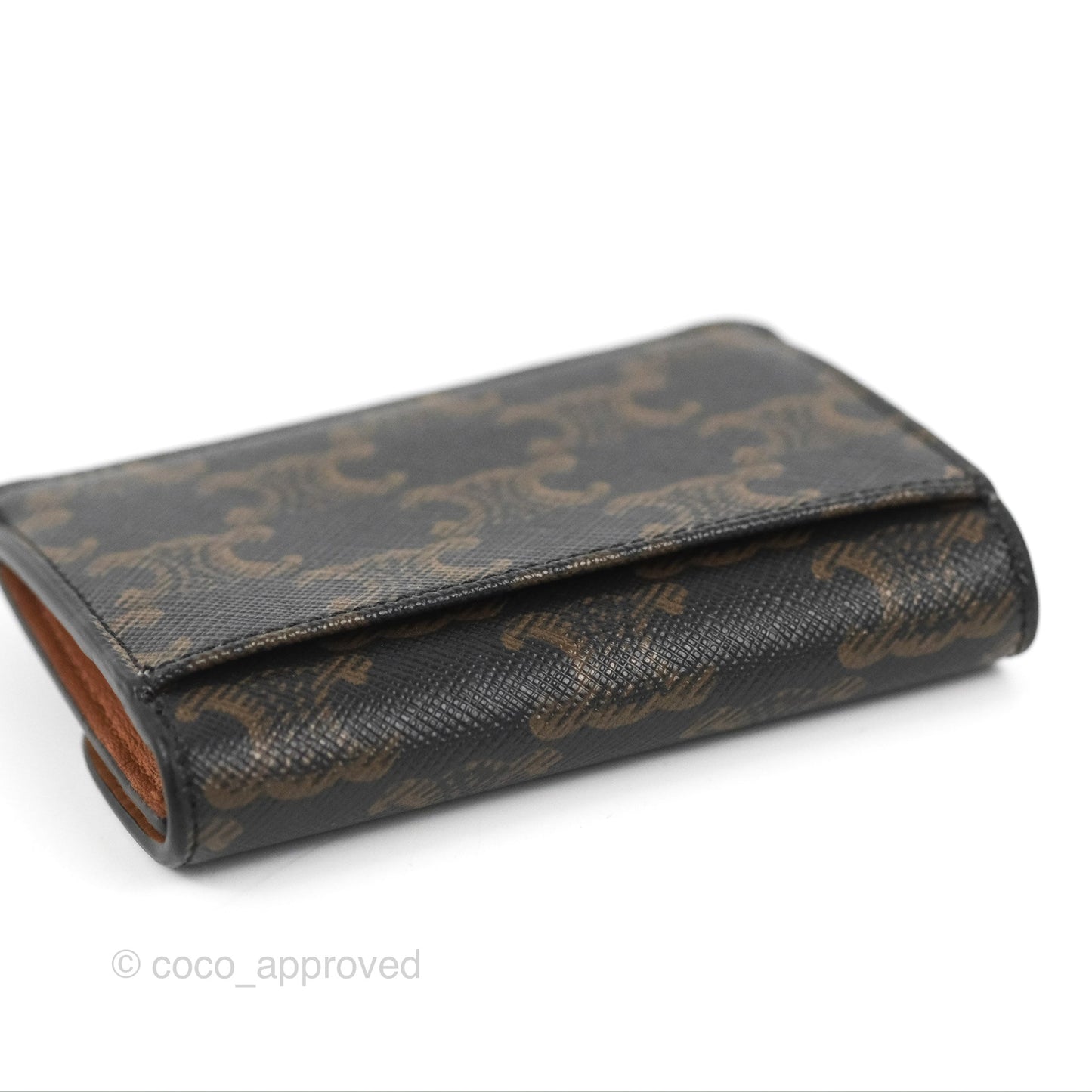 Celine Card Holder with Flap Triomphe Canvas Tan