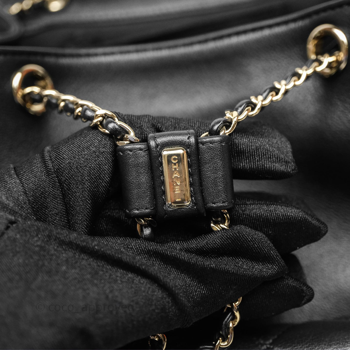 Chanel Quilted Large Duma Drawstring Backpack Black Calfskin