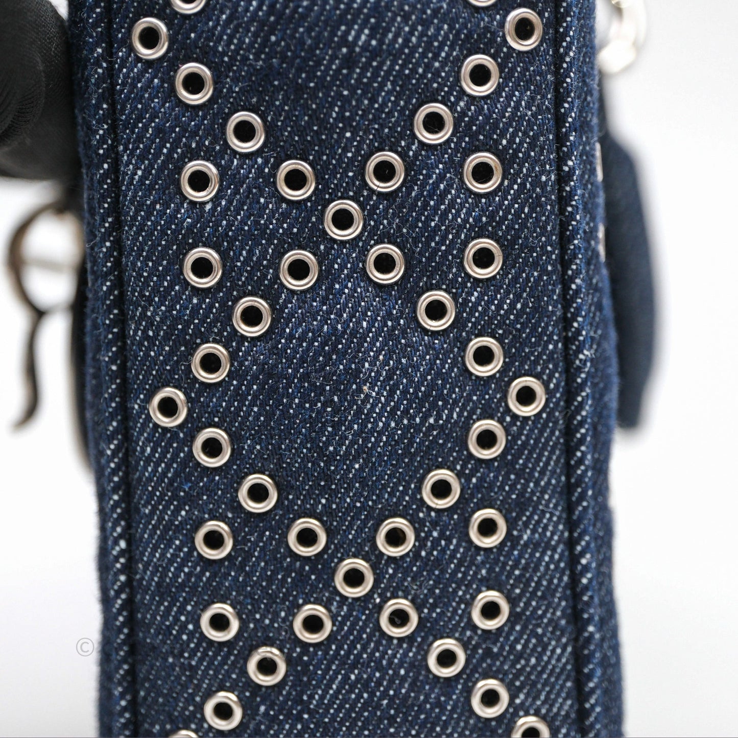 Christian Dior Medium Lady D-Joy Denim Eyelet Silver Hardware