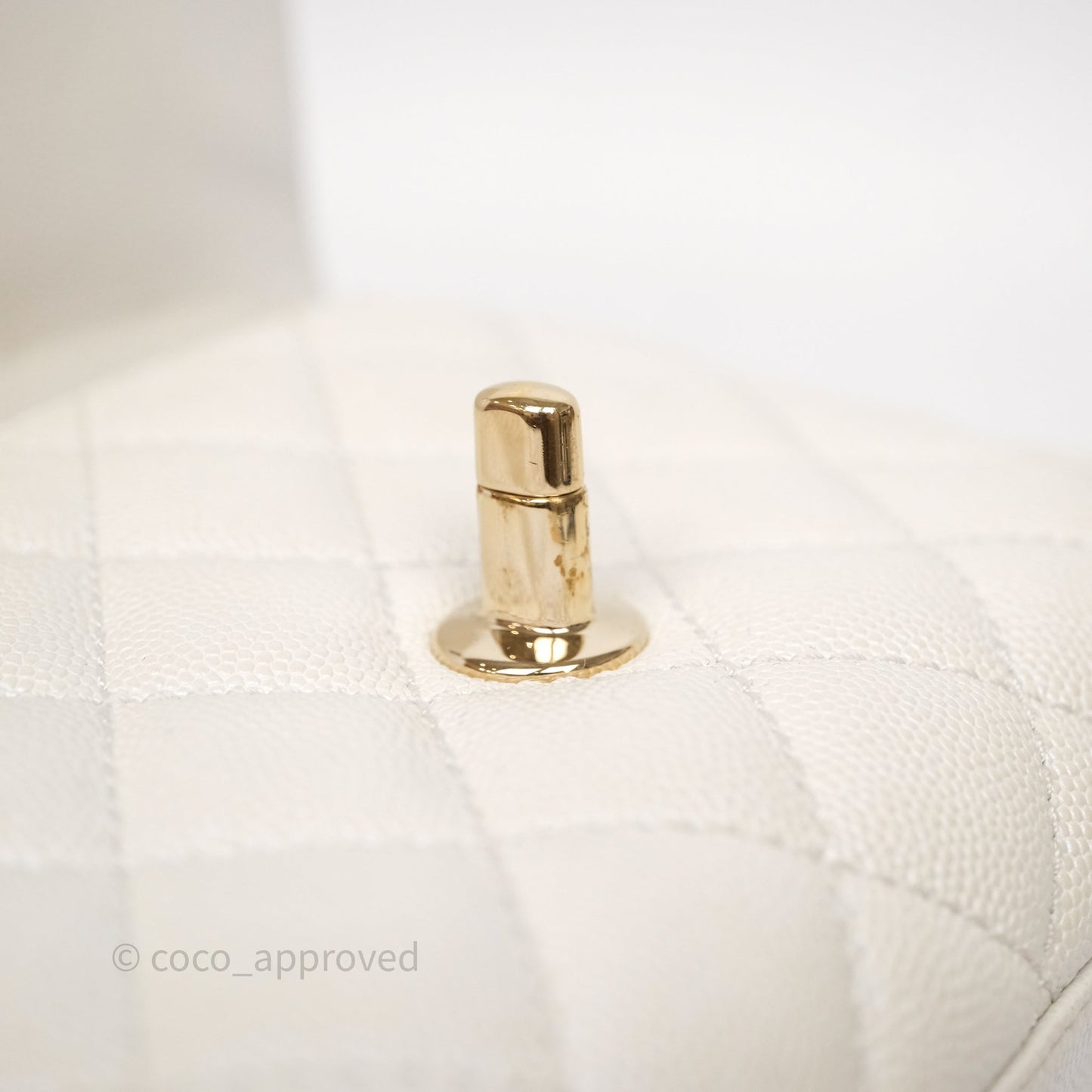 Chanel Mini Coco Handle Quilted Iridescent White Caviar Gold Hardware