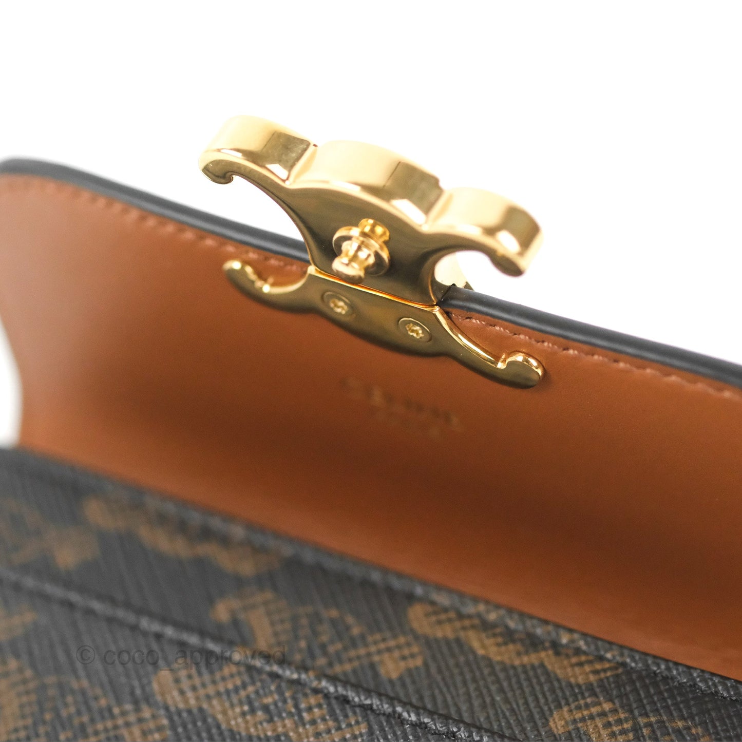 Celine Card Holder with Flap Triomphe Canvas Tan