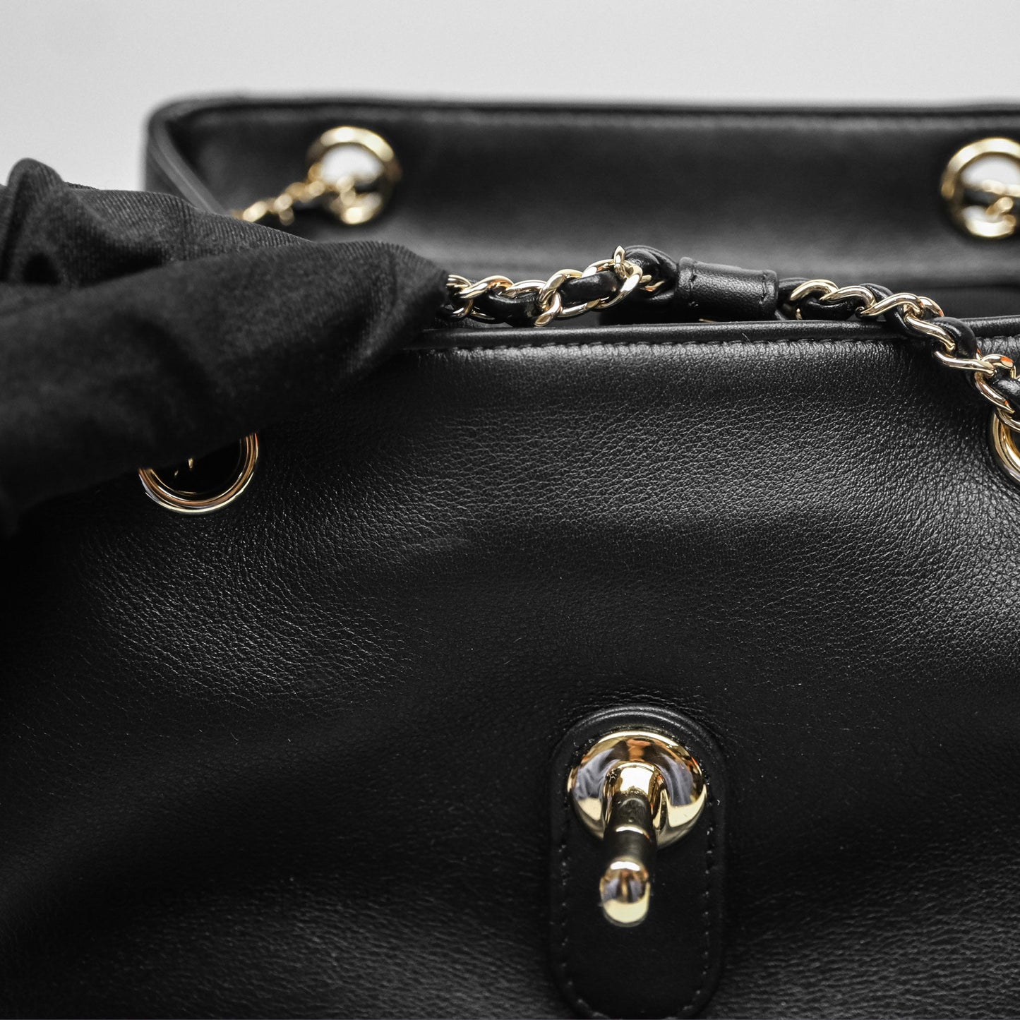 Chanel Quilted Large Duma Drawstring Backpack Black Calfskin