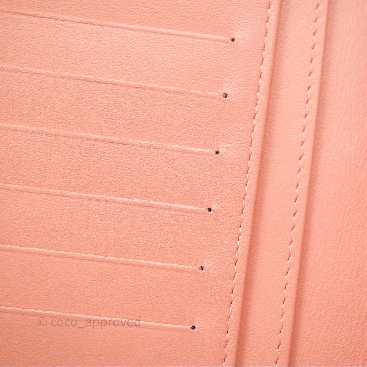 Chanel Boy Quilted Long Wallet Peach Caviar Aged Gold Hardware