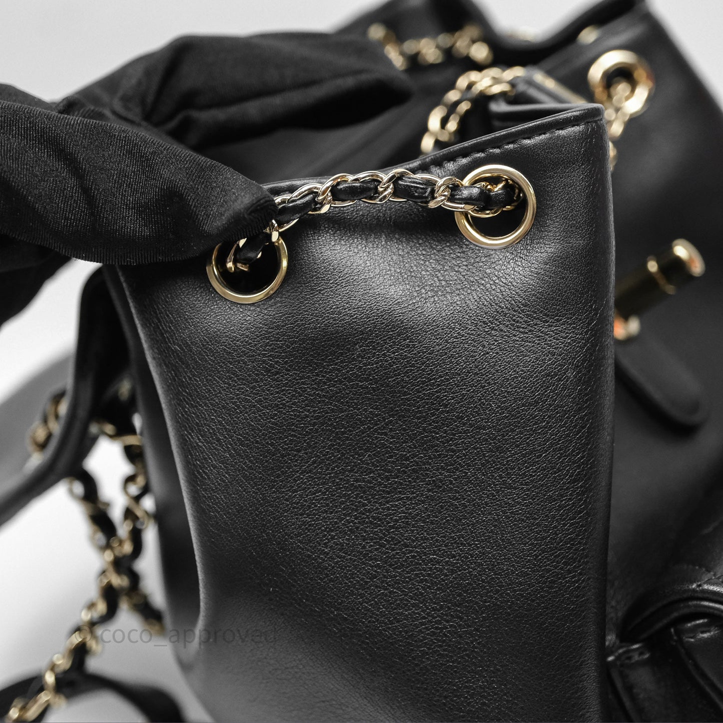 Chanel Quilted Large Duma Drawstring Backpack Black Calfskin