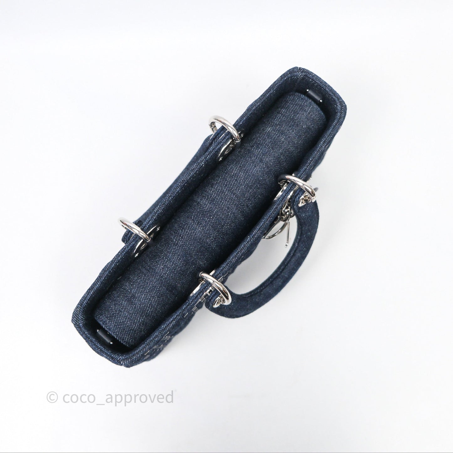 Christian Dior Medium Lady D-Joy Denim Eyelet Silver Hardware