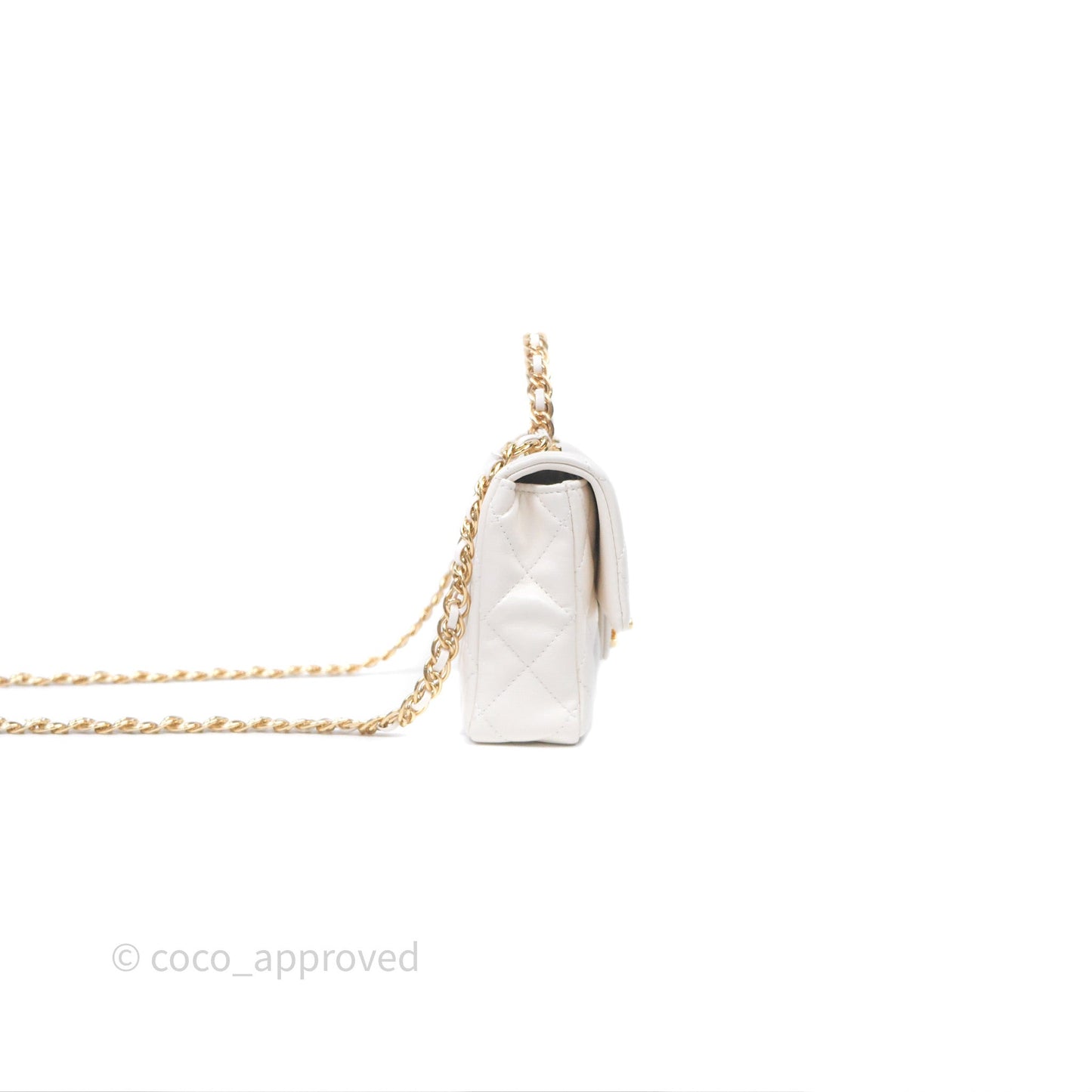 Chanel Top Handle White Lambskin Gold Hardware
