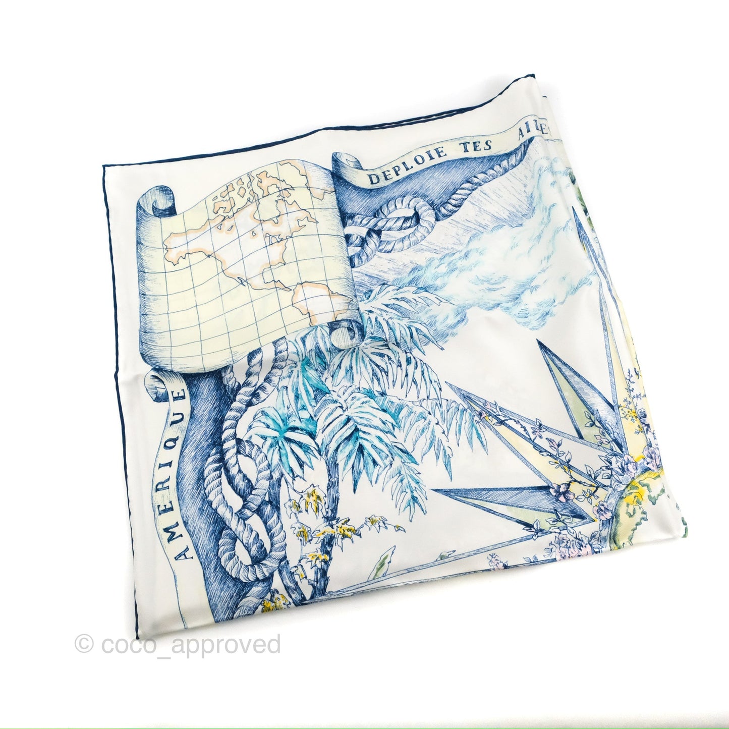 Dior Rêve d'Infini Square Scarf 90 Ecru Multicolor Silk Twill